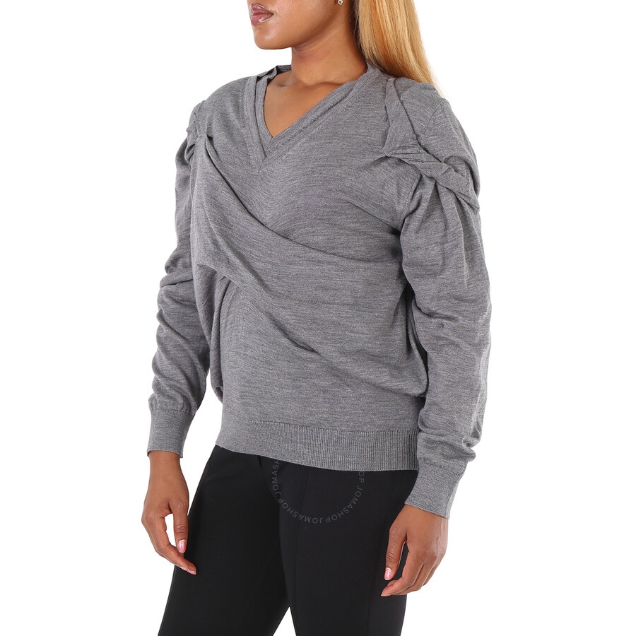 Maison Margiela Ladies V-neck Ruched Jumper, Size Large - 2