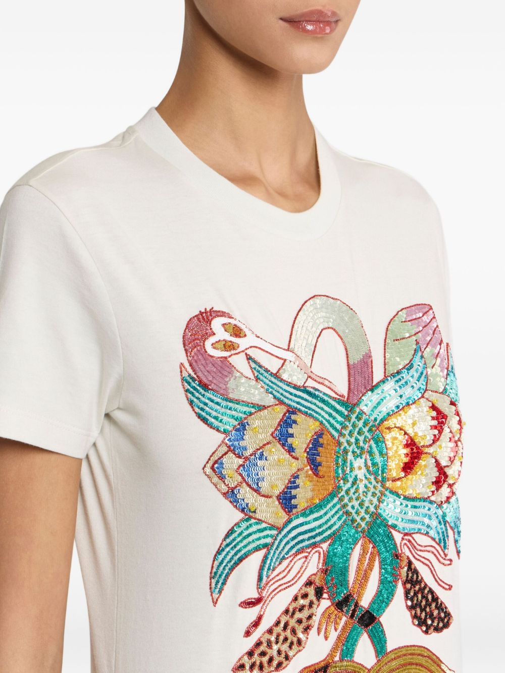 embellished floral-print T-shirt - 4
