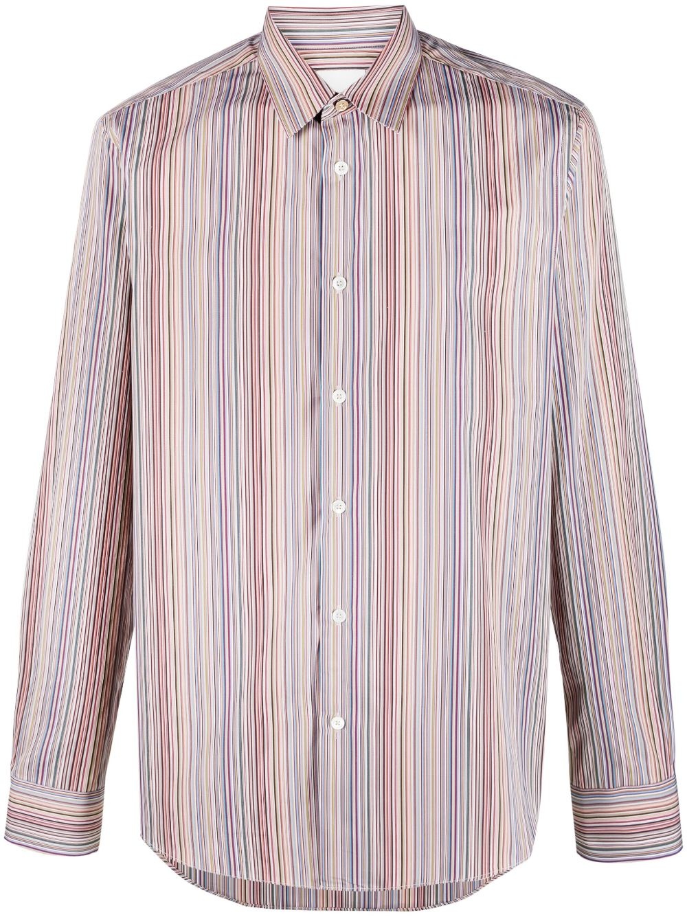 striped pointed-collar cotton shirt - 1