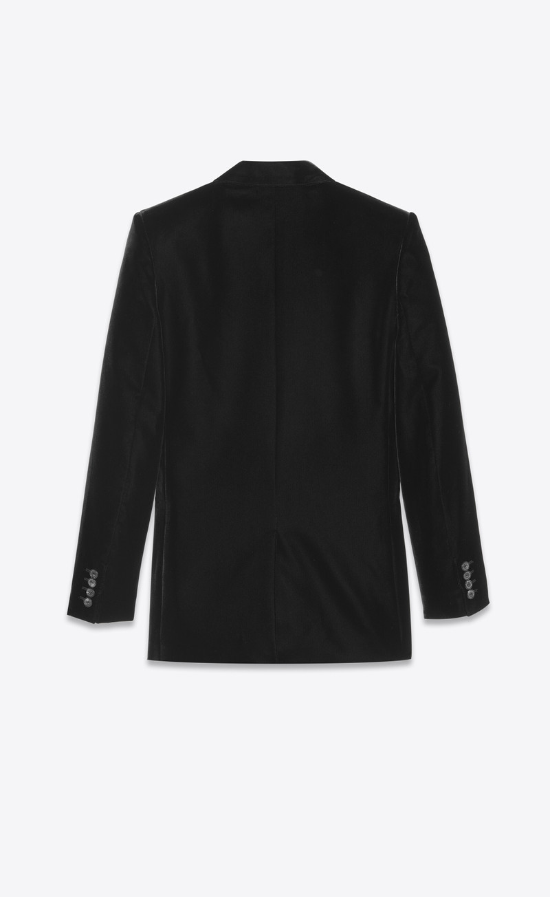 SAINT LAURENT long single-breasted jacket in cupro velvet outlook