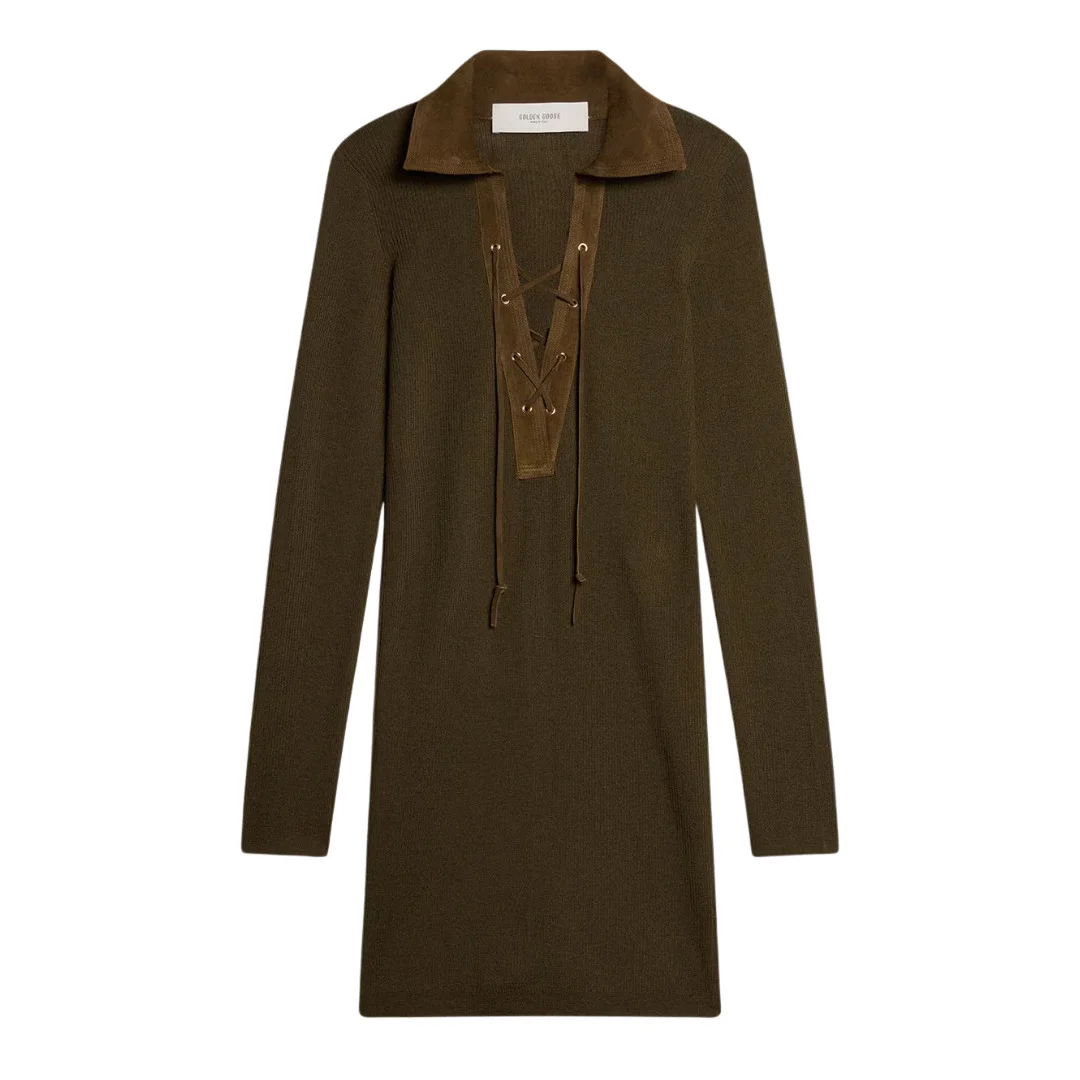 Leather Detail Mini Dress - 1