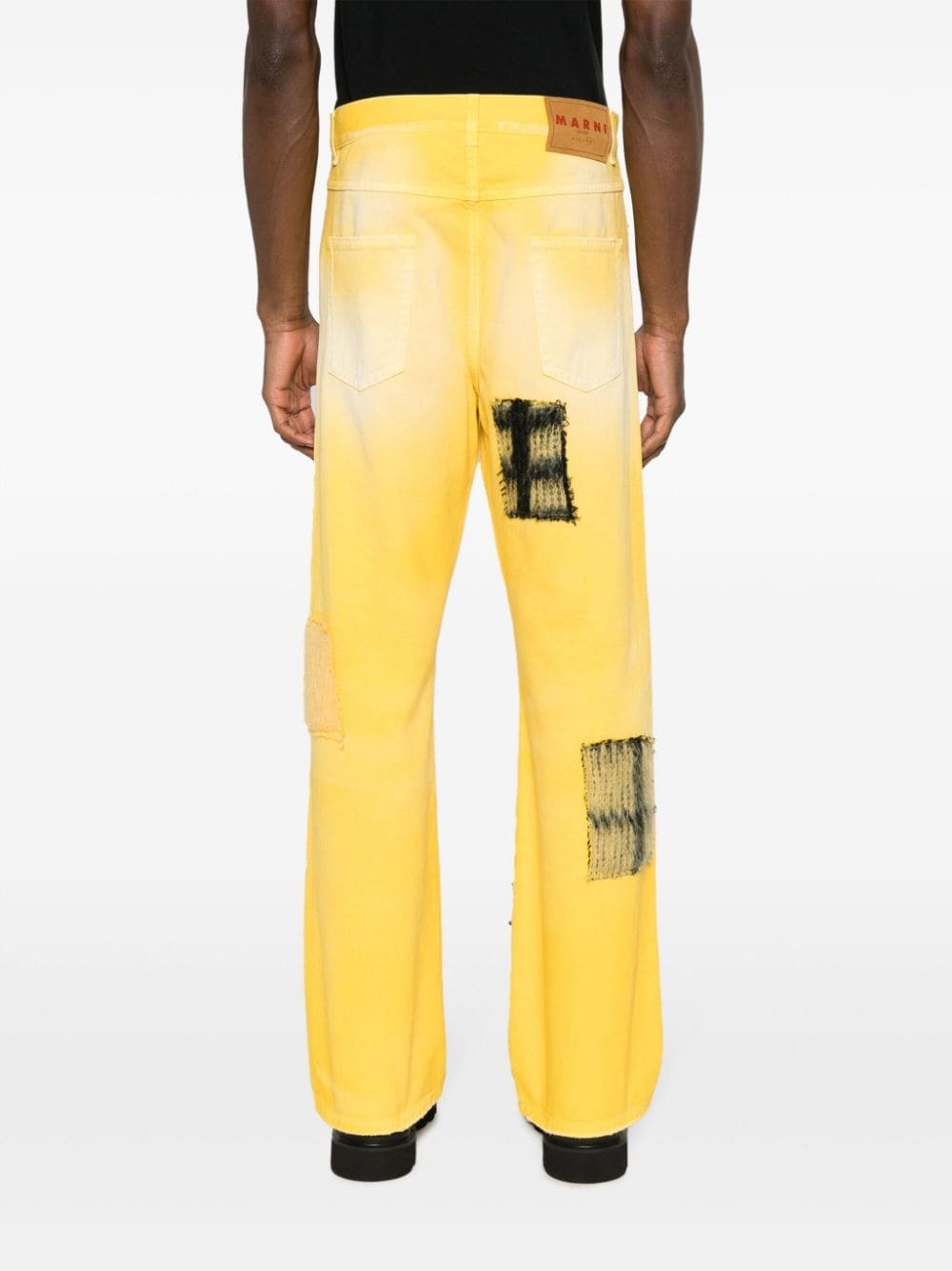 patchwork-detailing cotton straight-leg jeans - 4
