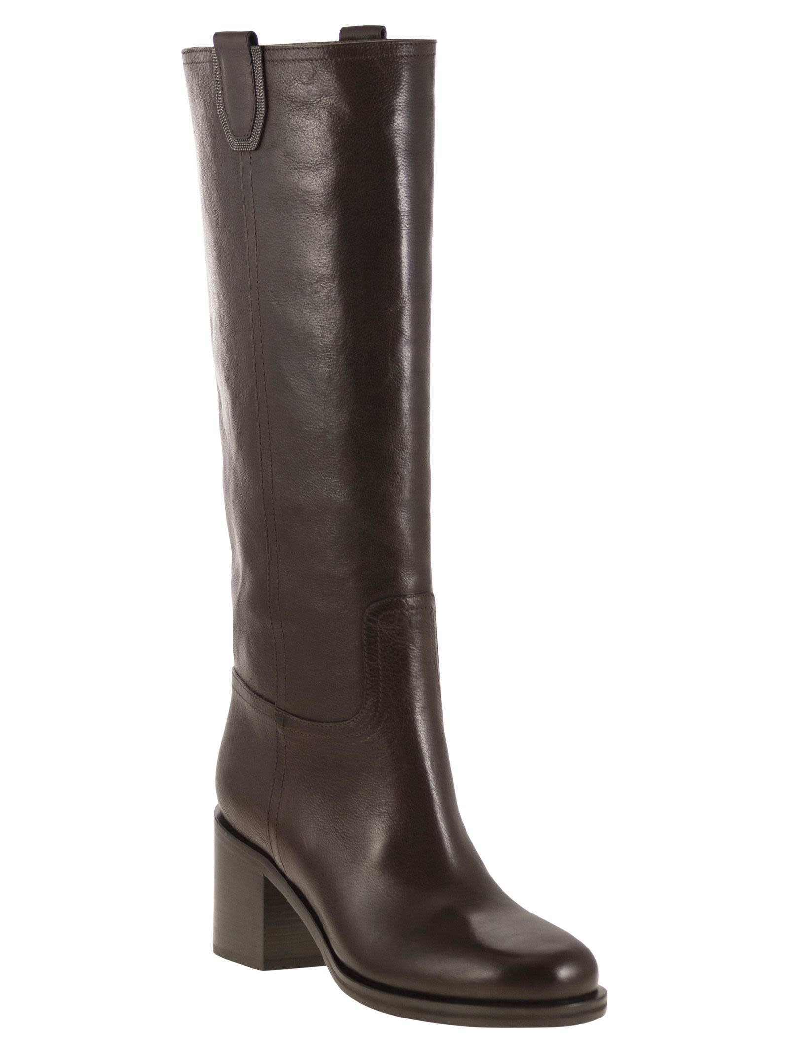 Brunello Cucinelli Women Classic Leather Boot With Precious - 2