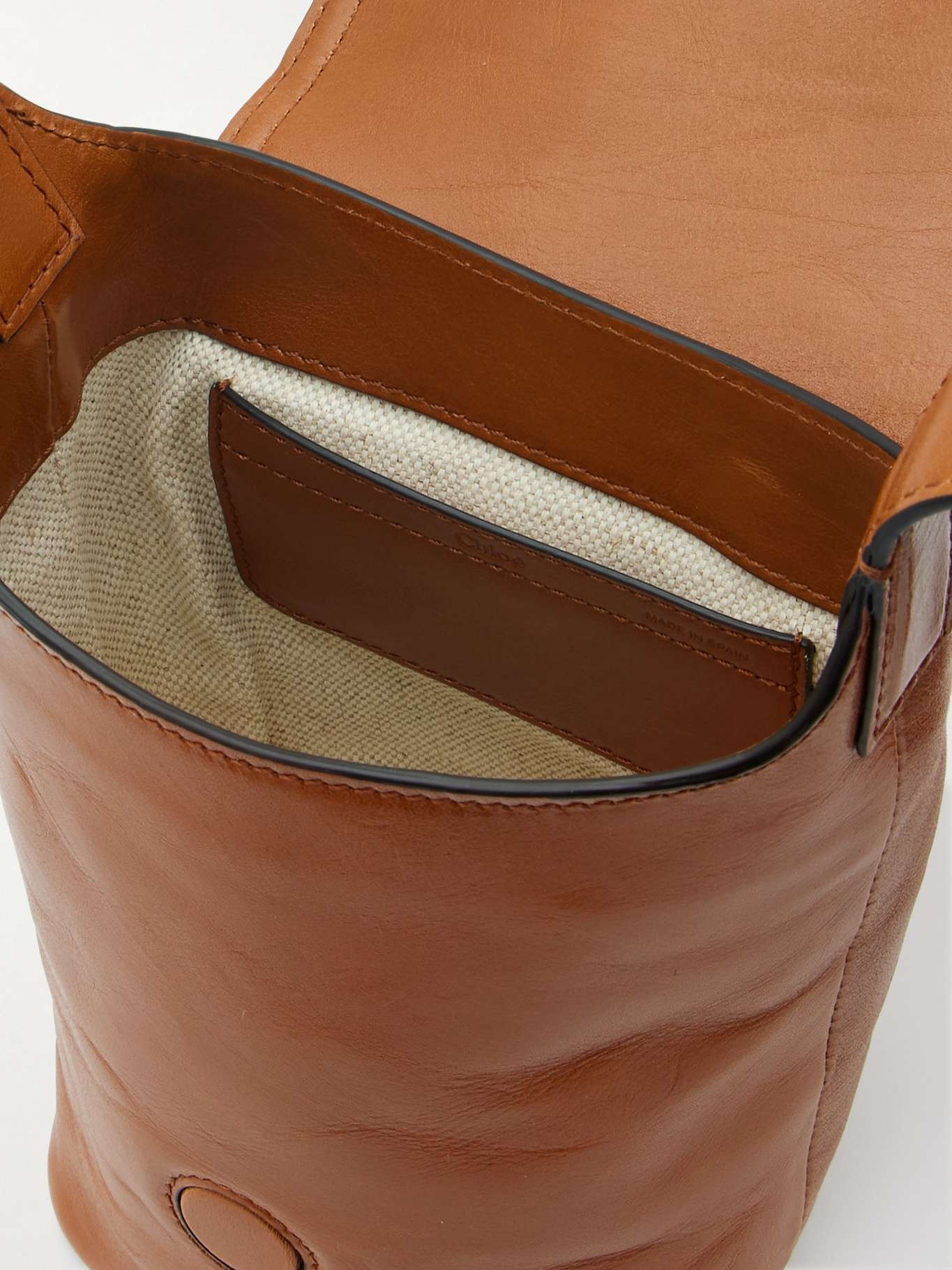 Camera leather shoulder bag Brown - 5