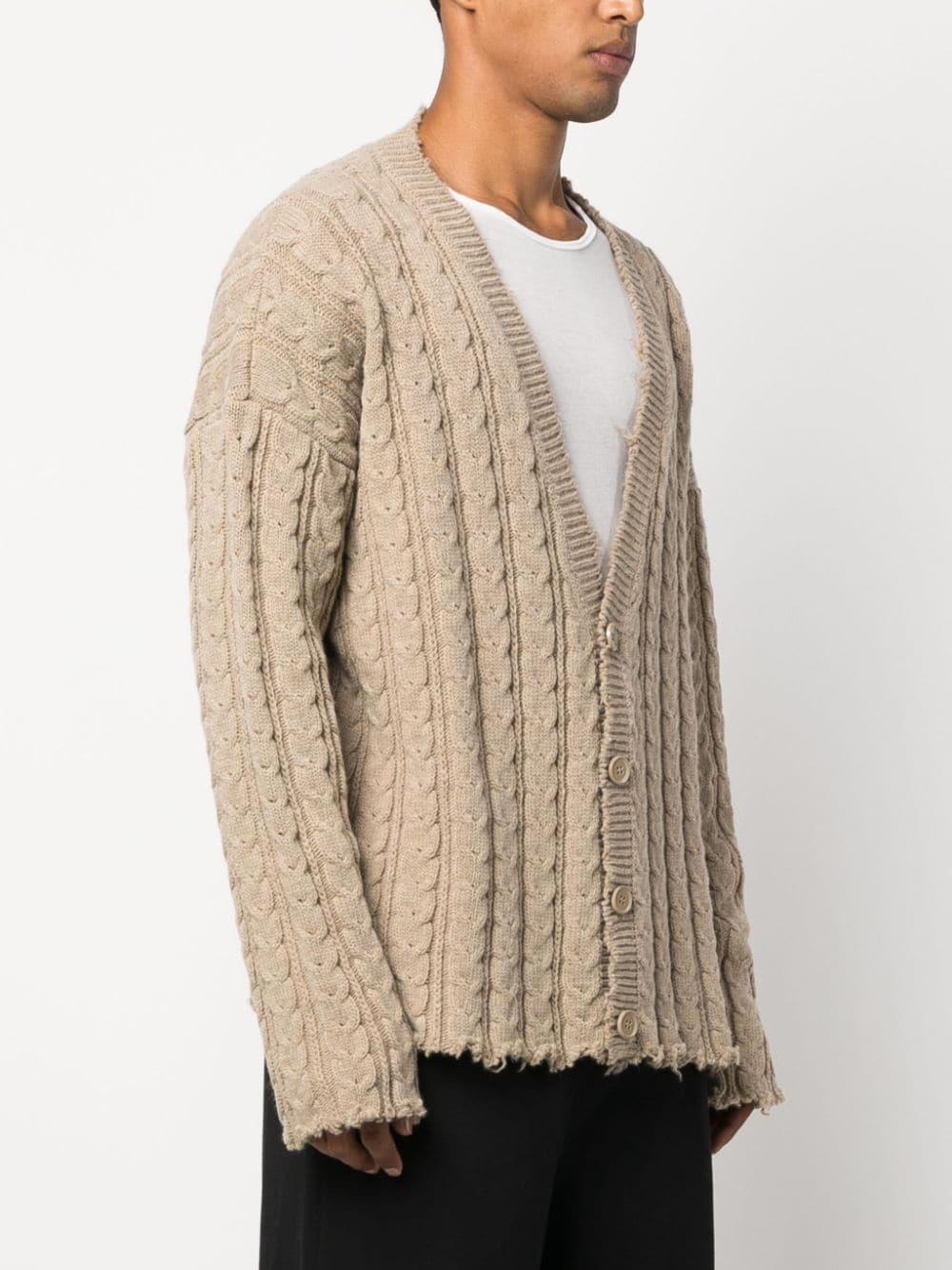 V-neck cabel-knit cardigan - 3