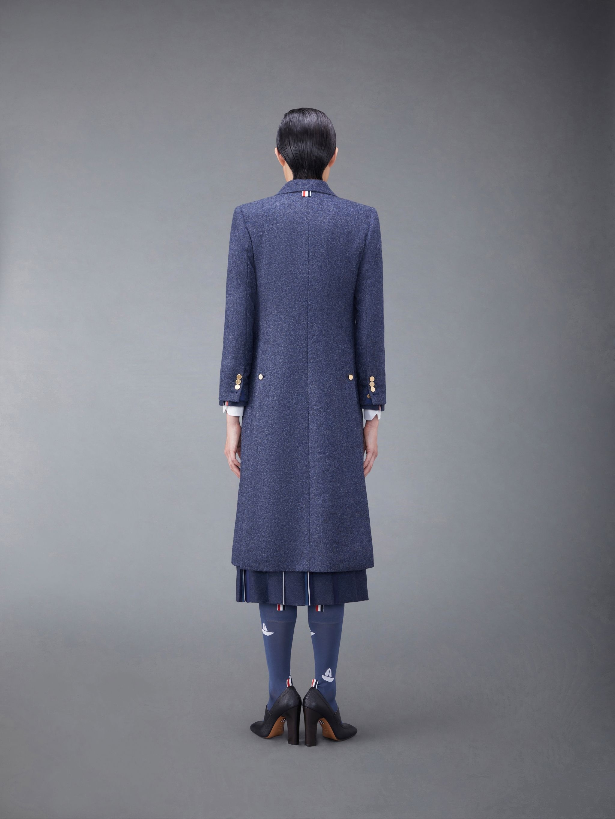 Solid Shetland Wide Lapel Overcoat - 2