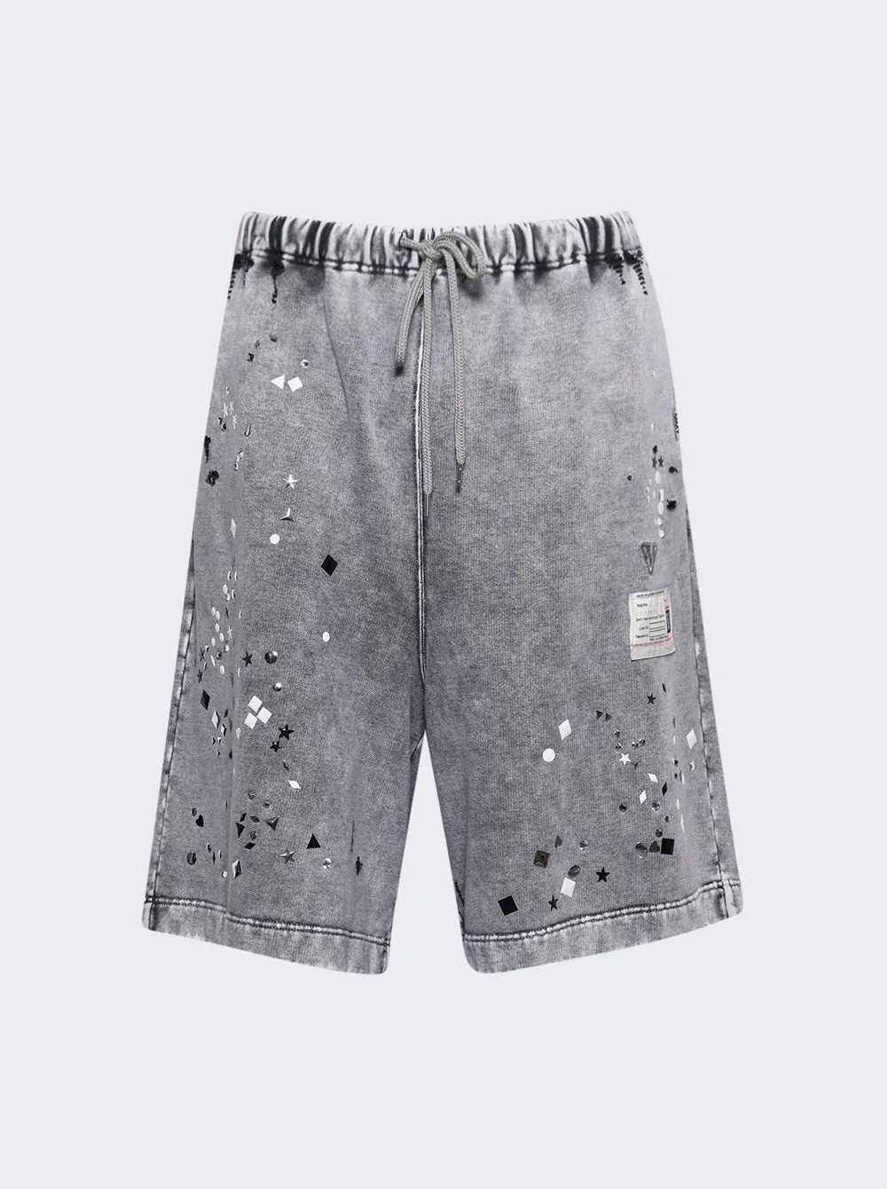 Embellished Bleached Shorts Grey - 1