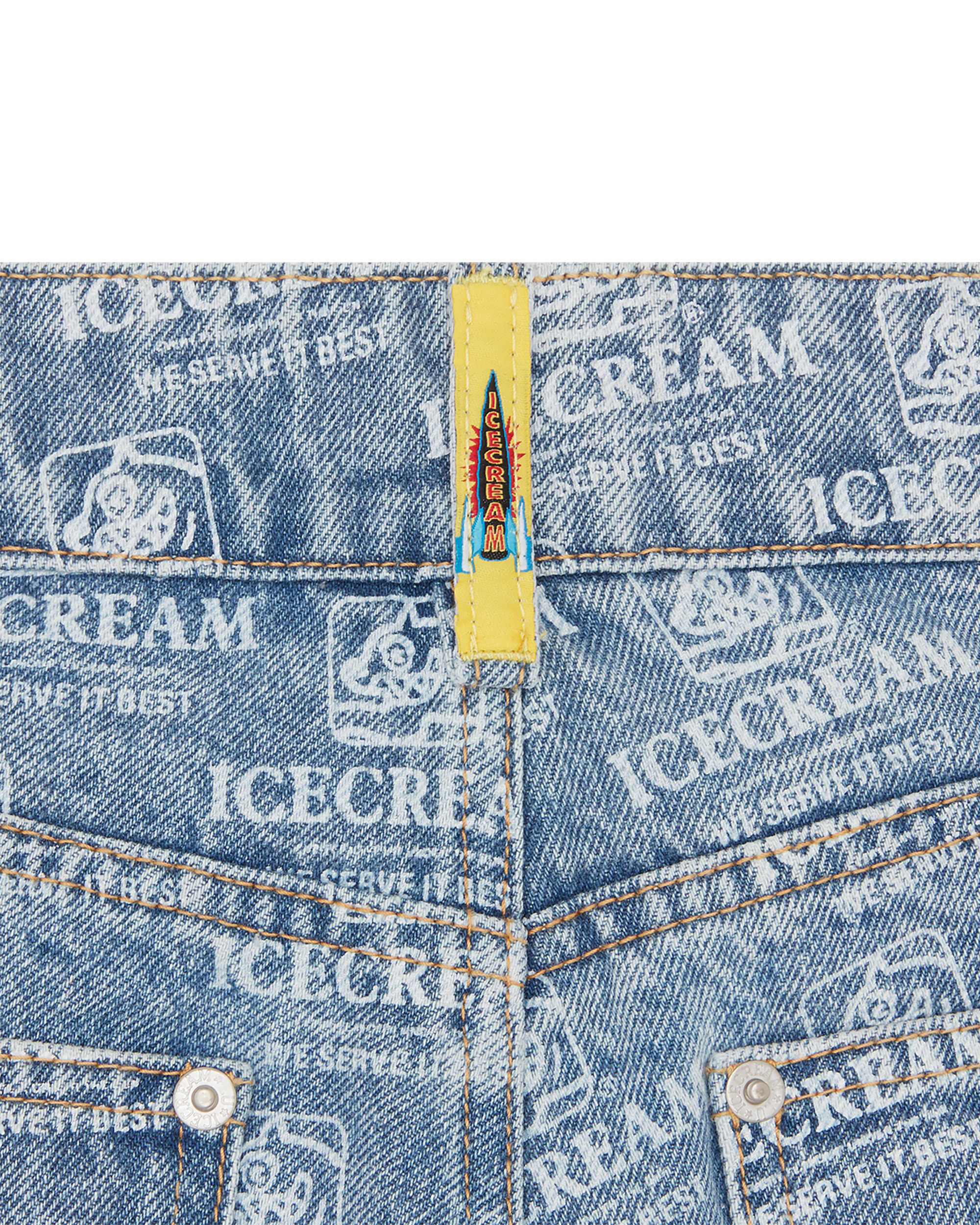 REPEAT PRINT DENIM CARGO SHORTS - 5
