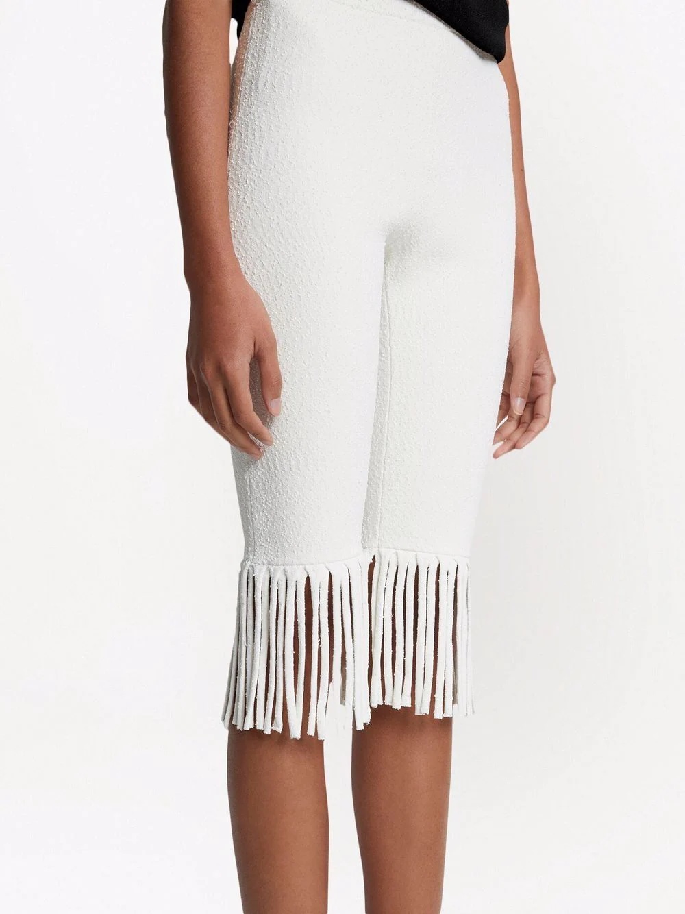 textured fringed biker shorts - 5