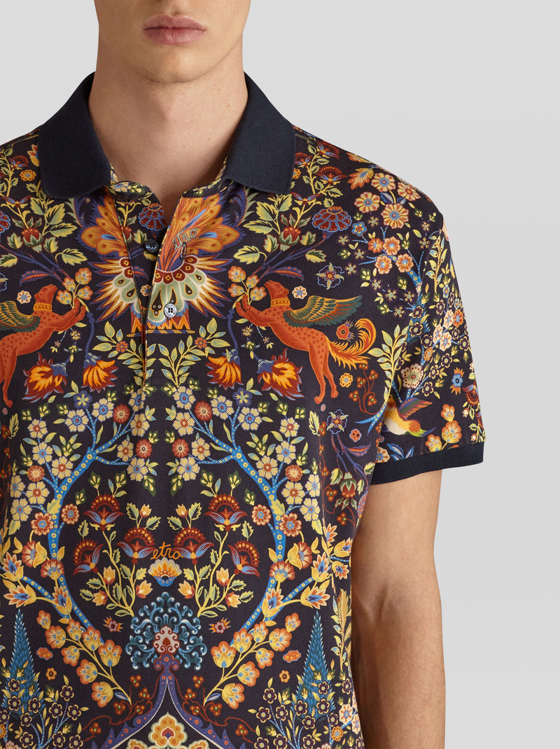Etro FLORAL POLO SHIRT WITH MYTHOLOGICAL ANIMALS outlook