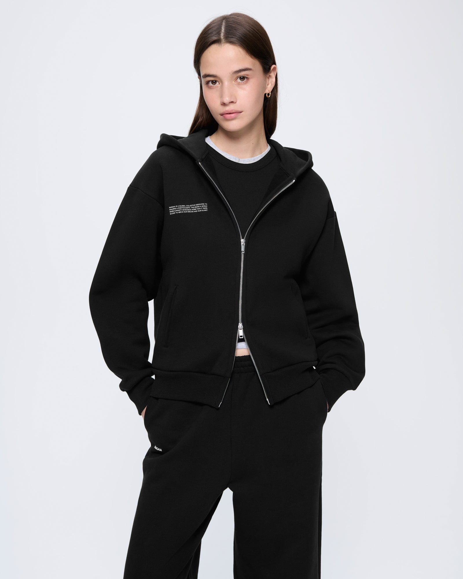 Womens 365 Heavyweight Two-Way Zip-Through Hoodie - Black - 2