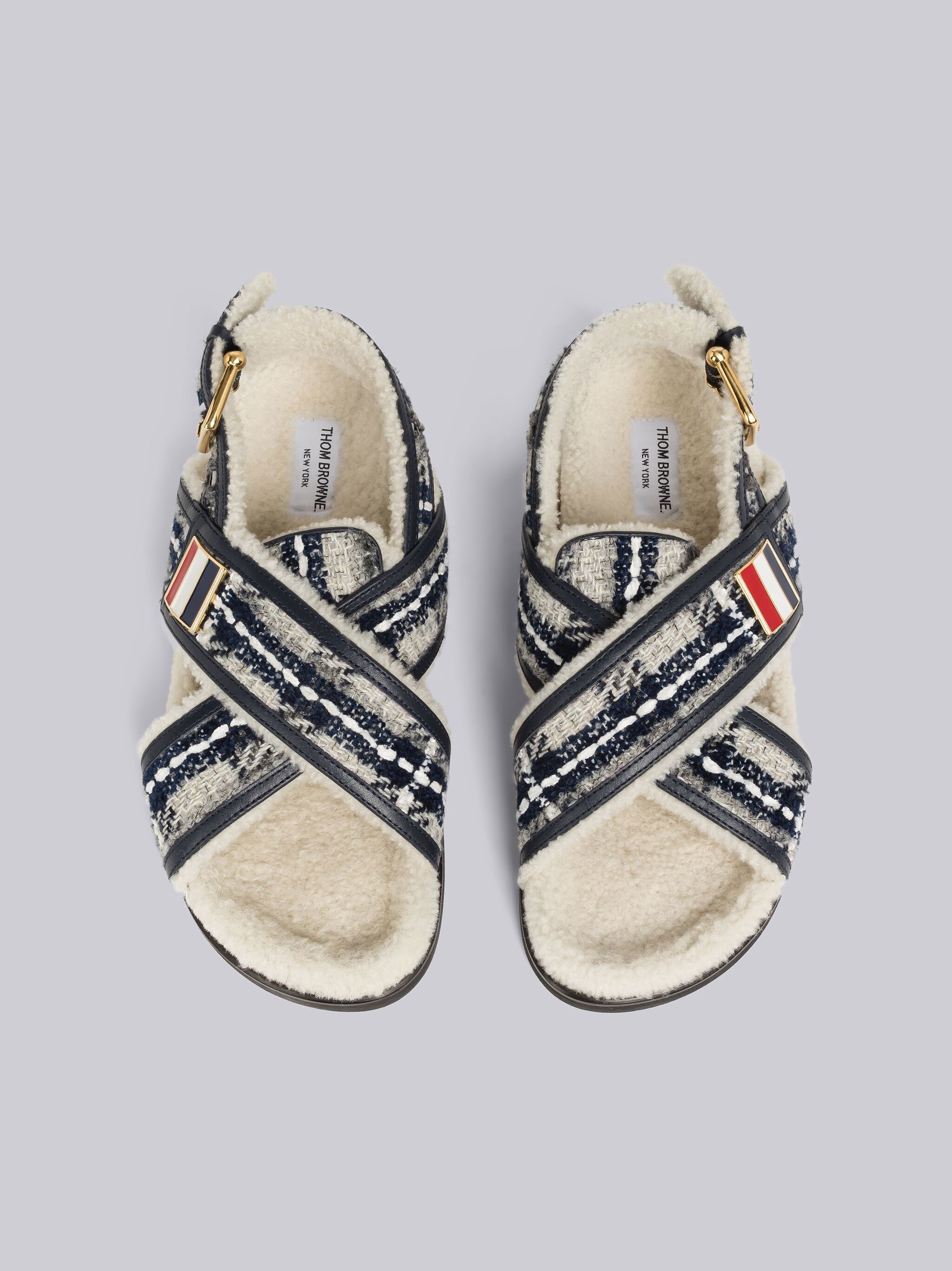 Tartan Ribbon Tweed Criss Cross Sandal - 4