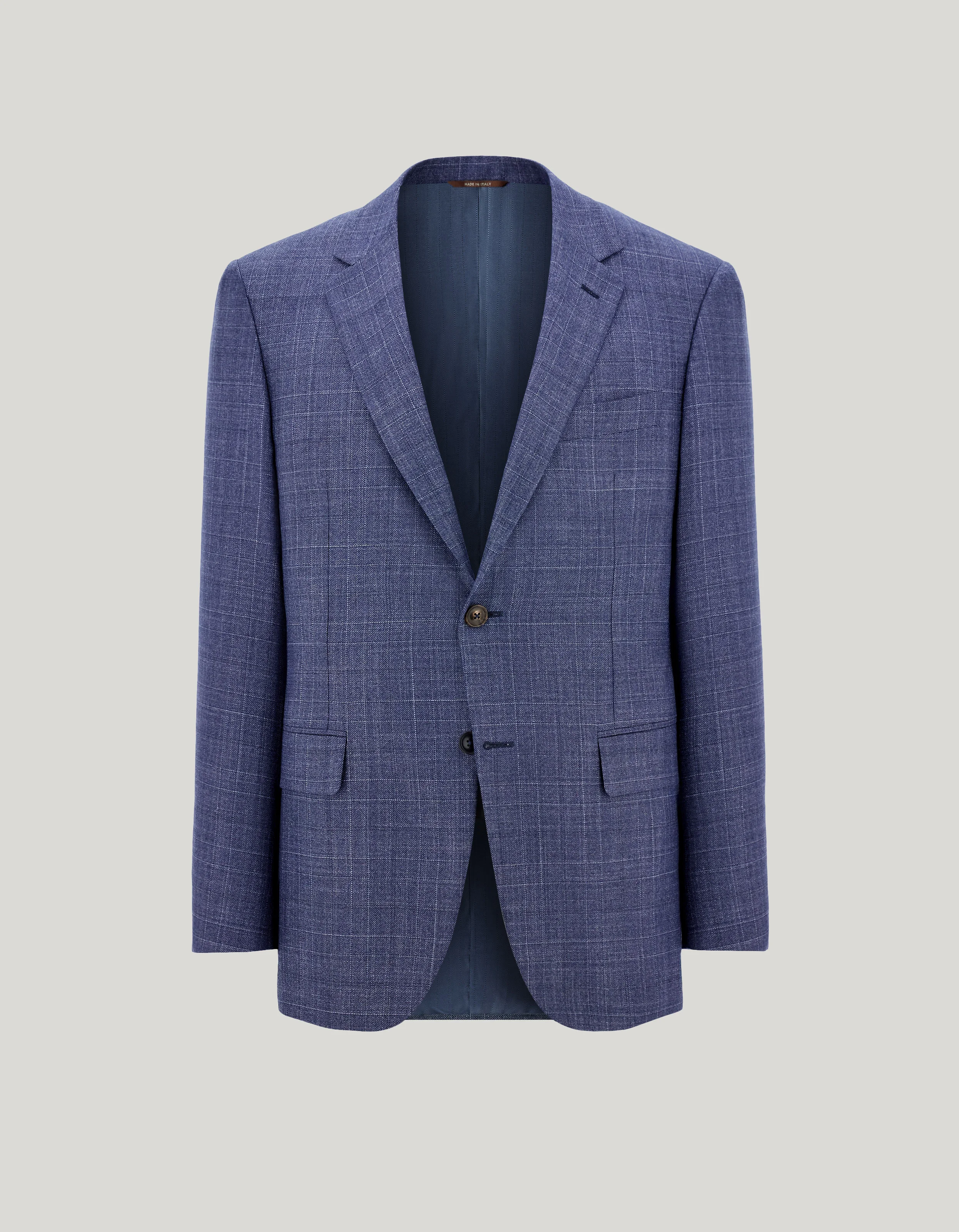 BLUE AND LIGHT BLUE SILK AND CASHMERE REGULAR-FIT OVERCHECK JACKET - 1