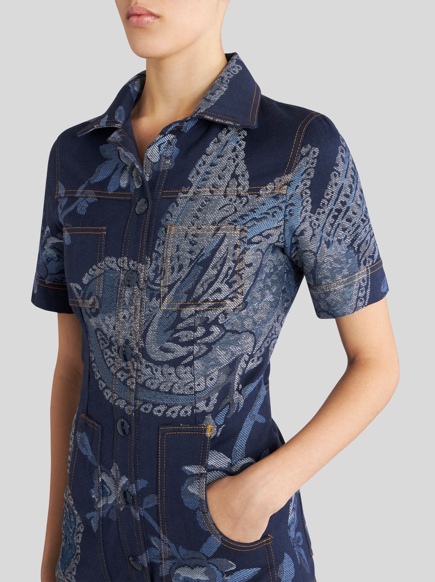 MINI JACQUARD DENIM JUMPSUIT - 2