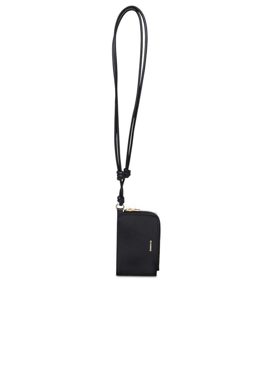 JIL SANDER BLACK LEATHER CARD HOLDER - 1