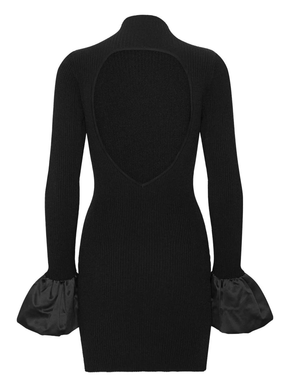 strapless open back dress Rotate draped mini dress with rose main image 1