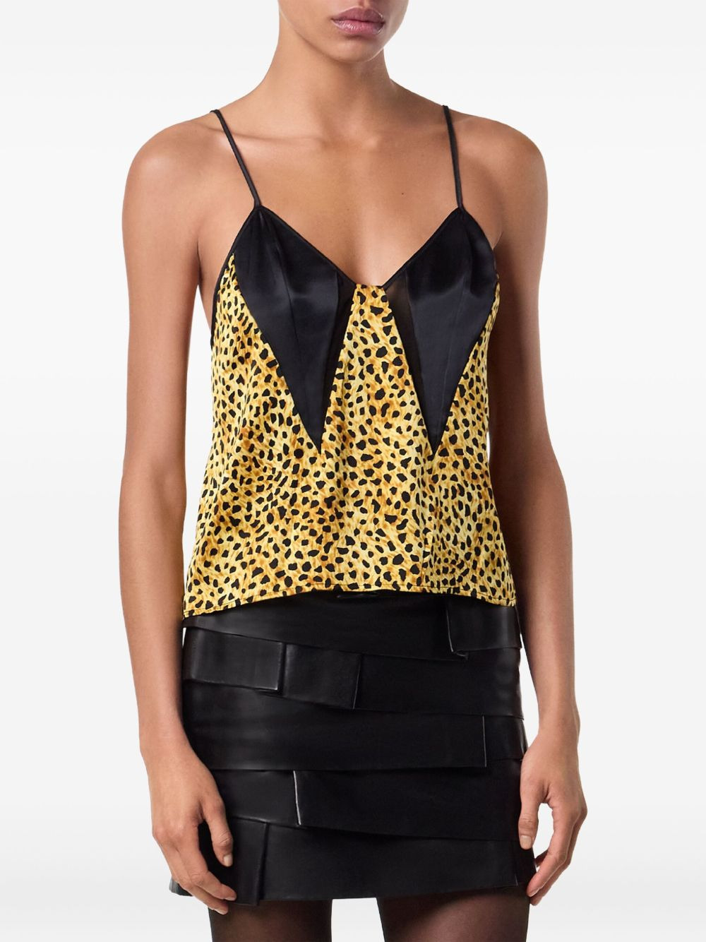 cheetah-print silk top - 4