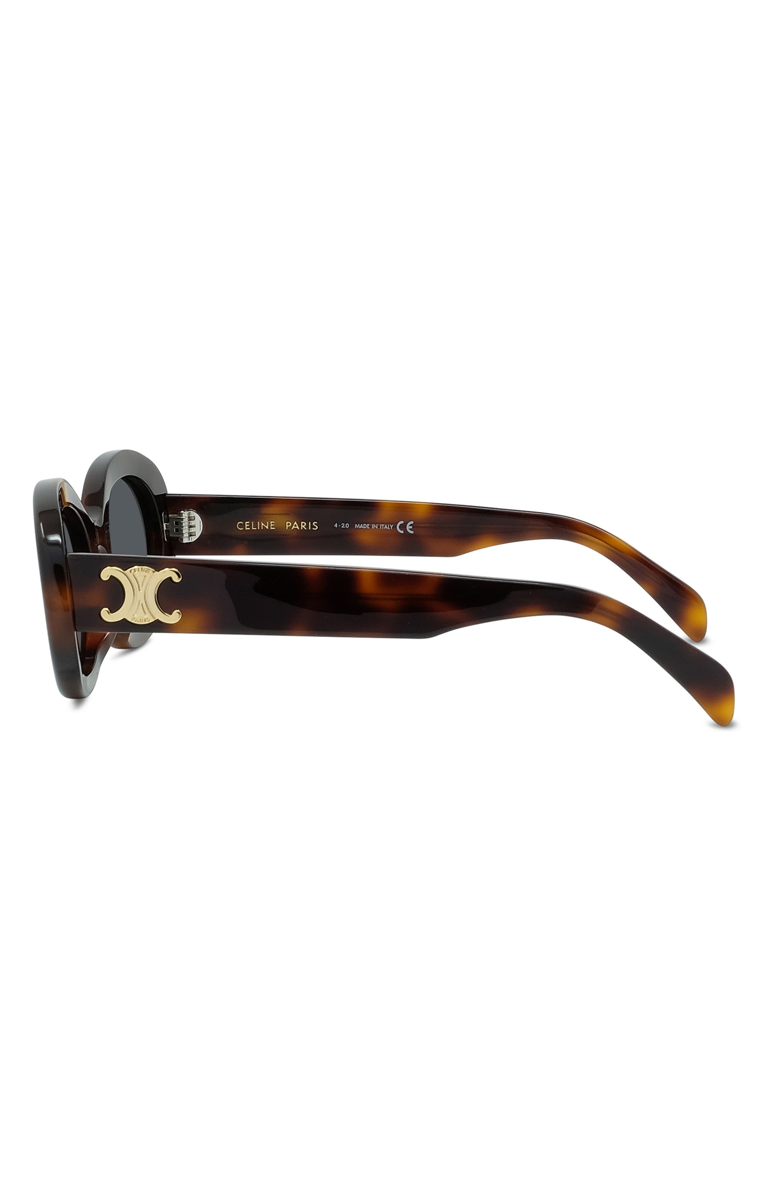 CELINE Triomphe 52mm Oval Sunglasses in Shiny Classic Havana/Smoke at Nordstrom - 8