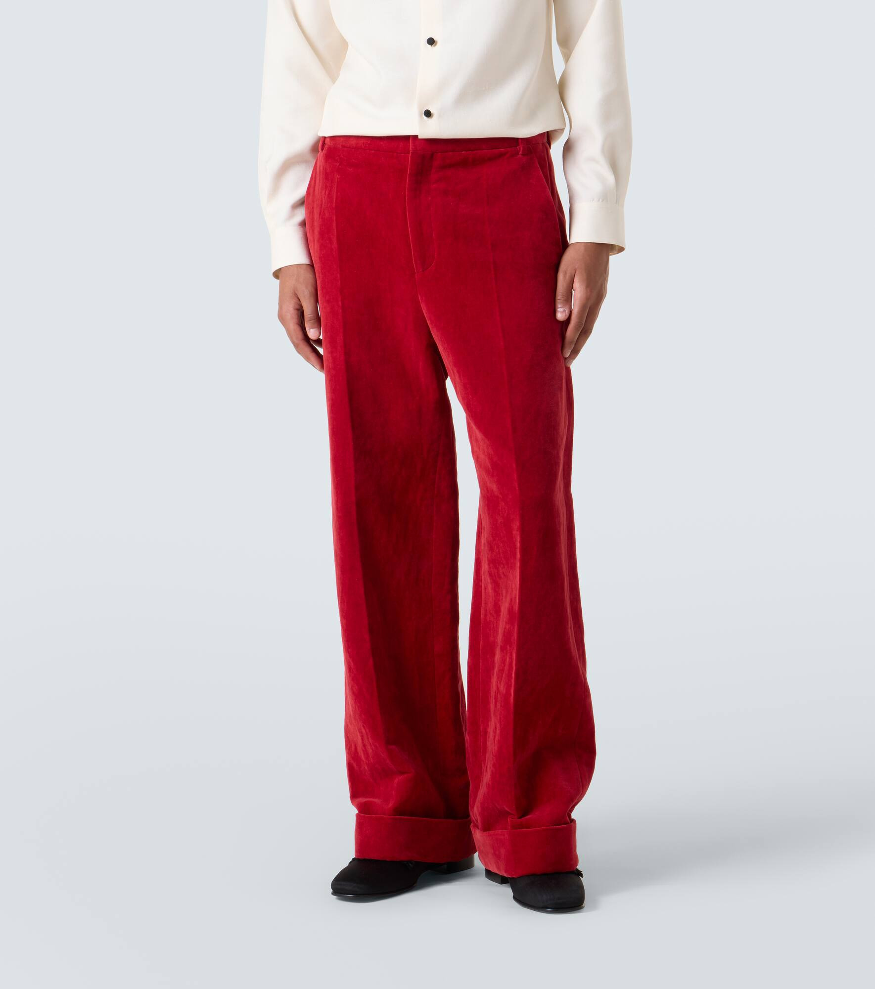 Cotton and linen velvet wide-leg pants - 3