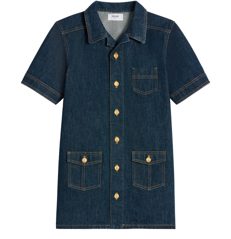 Mini workwear dress in rinsed wash denim - 1
