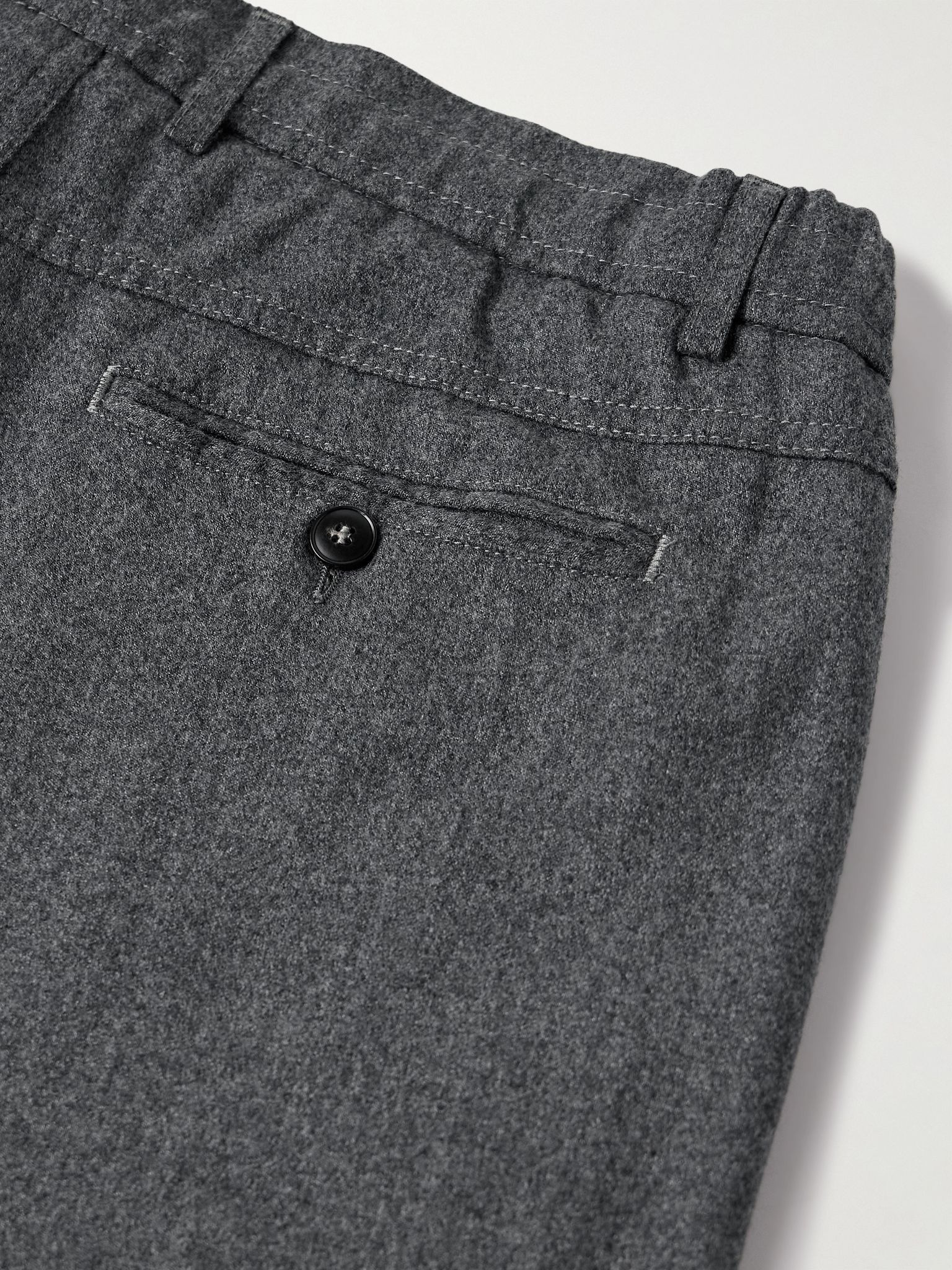 Tapered Wool-Flannel Drawstring Trousers Gray - 5