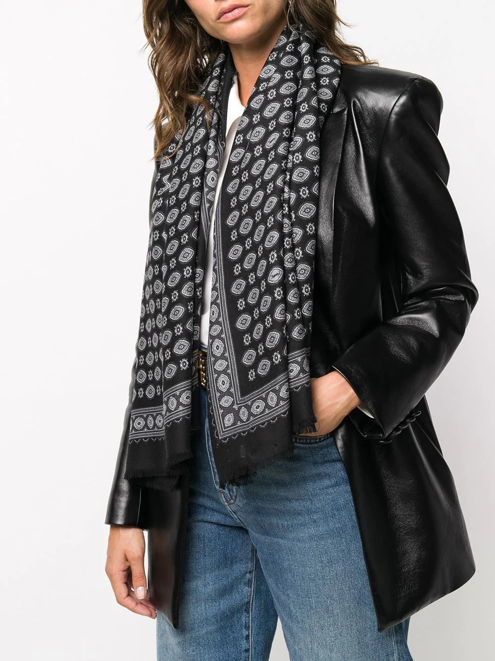 bandana-print frayed scarf - 2