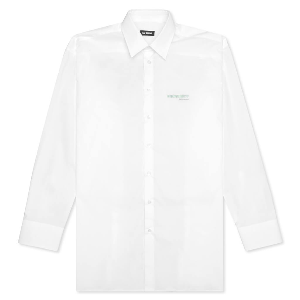 Raf Simons logo-embroidered long-sleeve shirt | REVERSIBLE