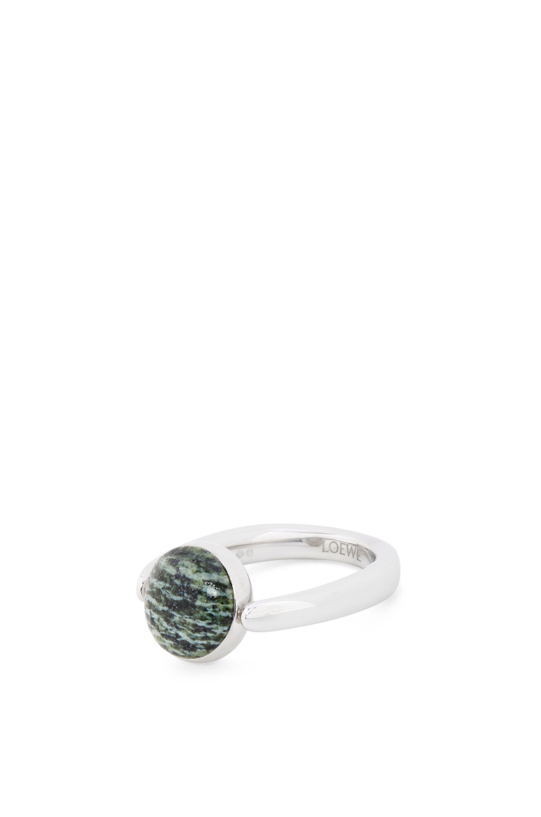 Anagram Pebble ring in sterling silver and green jasper - 1