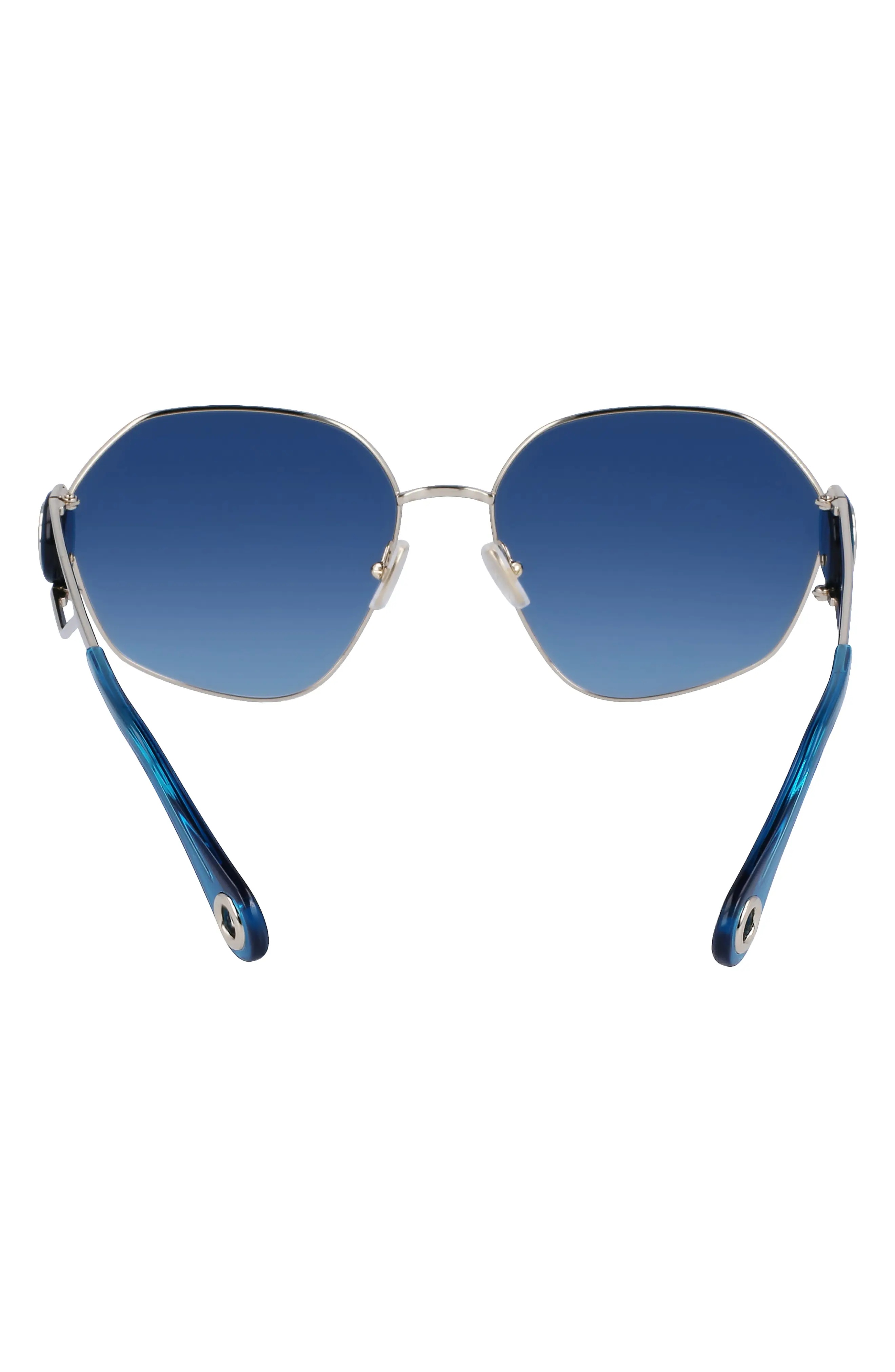 Mother & Child 62mm Oversize Rectangular Sunglasses in Gold/Gradient Blue - 4