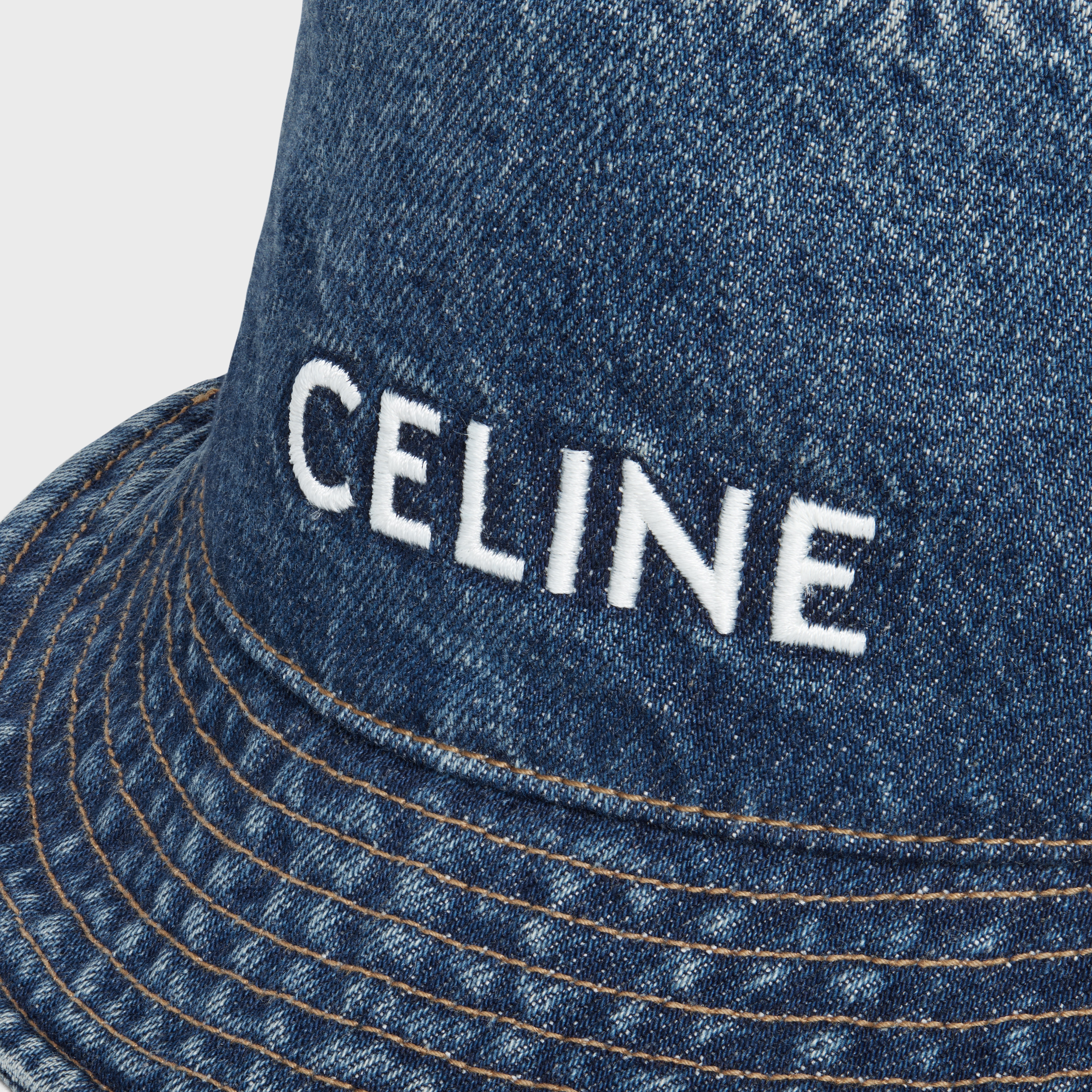Celine embroidered union wash denim bucket hat - 3