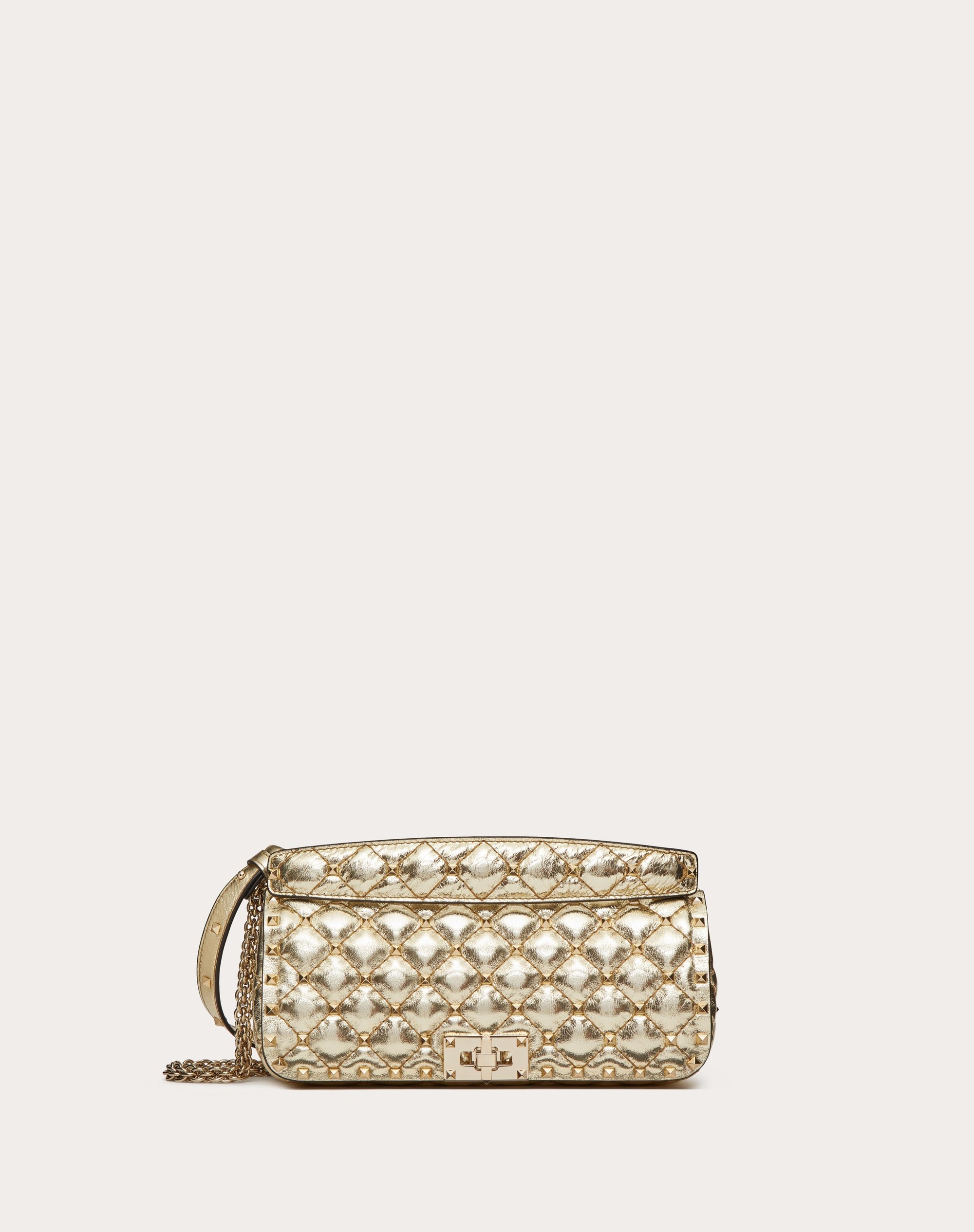 ROCKSTUD SPIKE METALLIC CALFSKIN SHOULDER BAG - 1