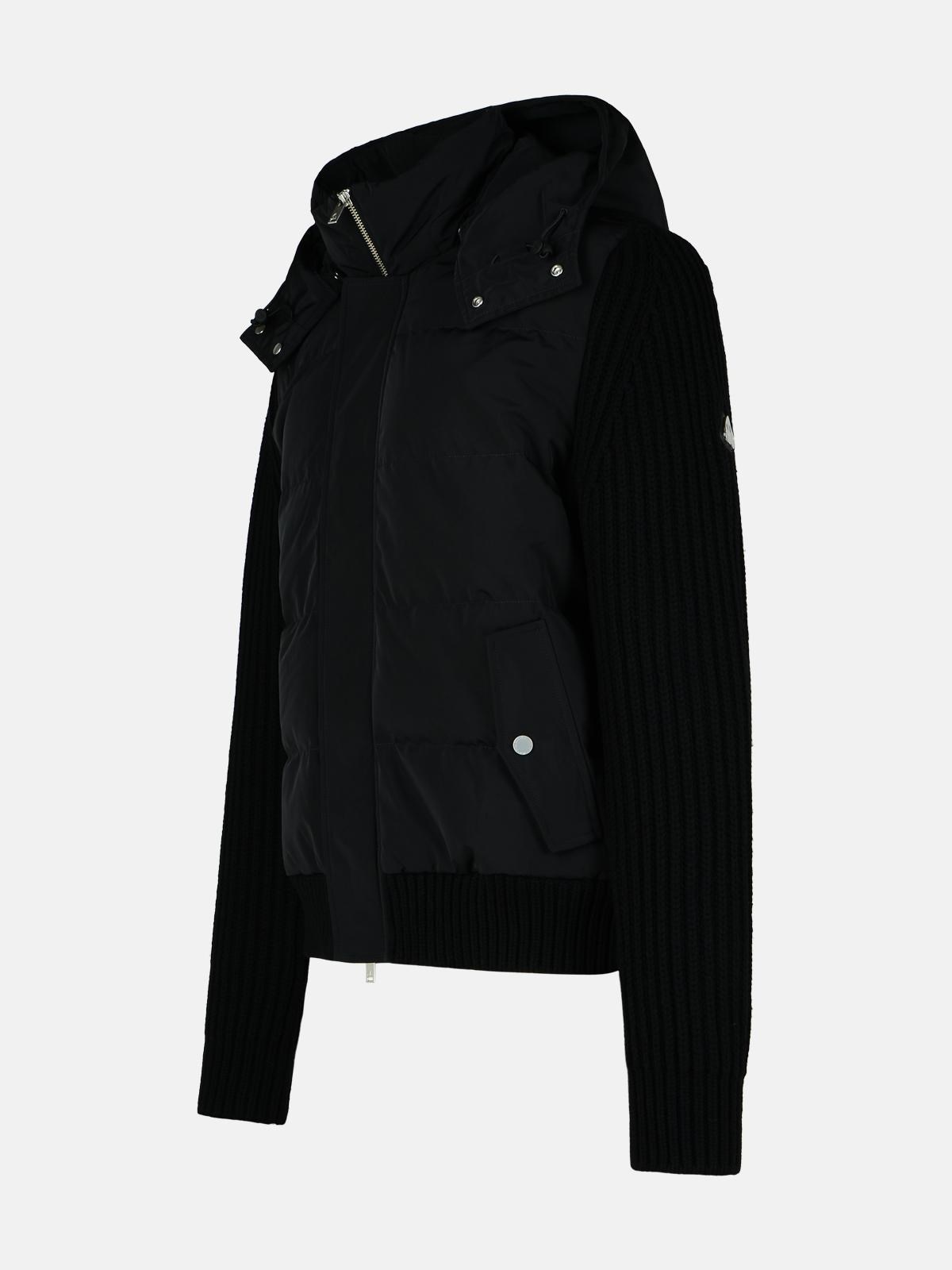 'MAPLE HYBRID' BLACK WOOL BLEND BOMBER JACKET - 2