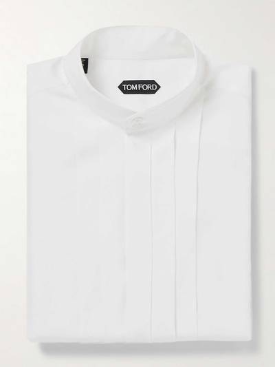 TOM FORD Mandarin-Collar Bib-Front Lyocell and Silk-Blend Satin Tuxedo Shirt outlook