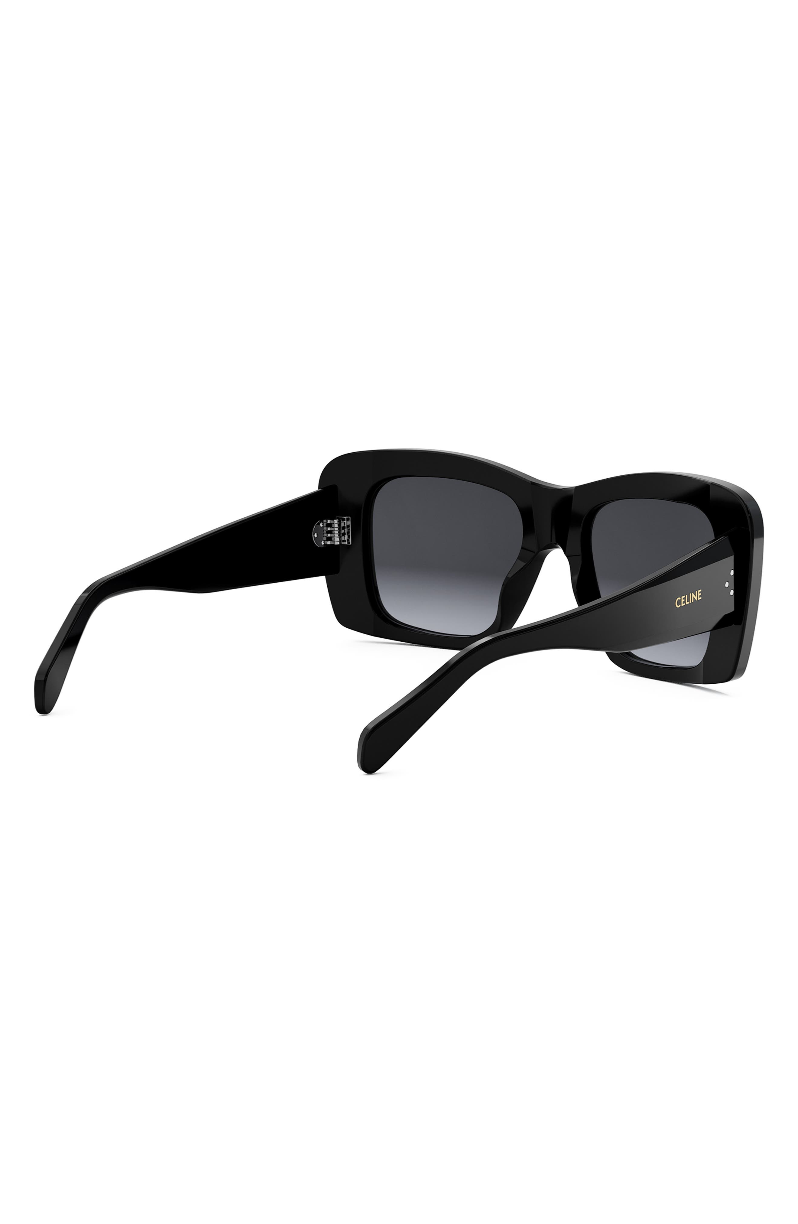 CELINE Bold 3 Dots 53mm Geometric Sunglasses in Shiny Black /Gradient Smoke at Nordstrom - 7