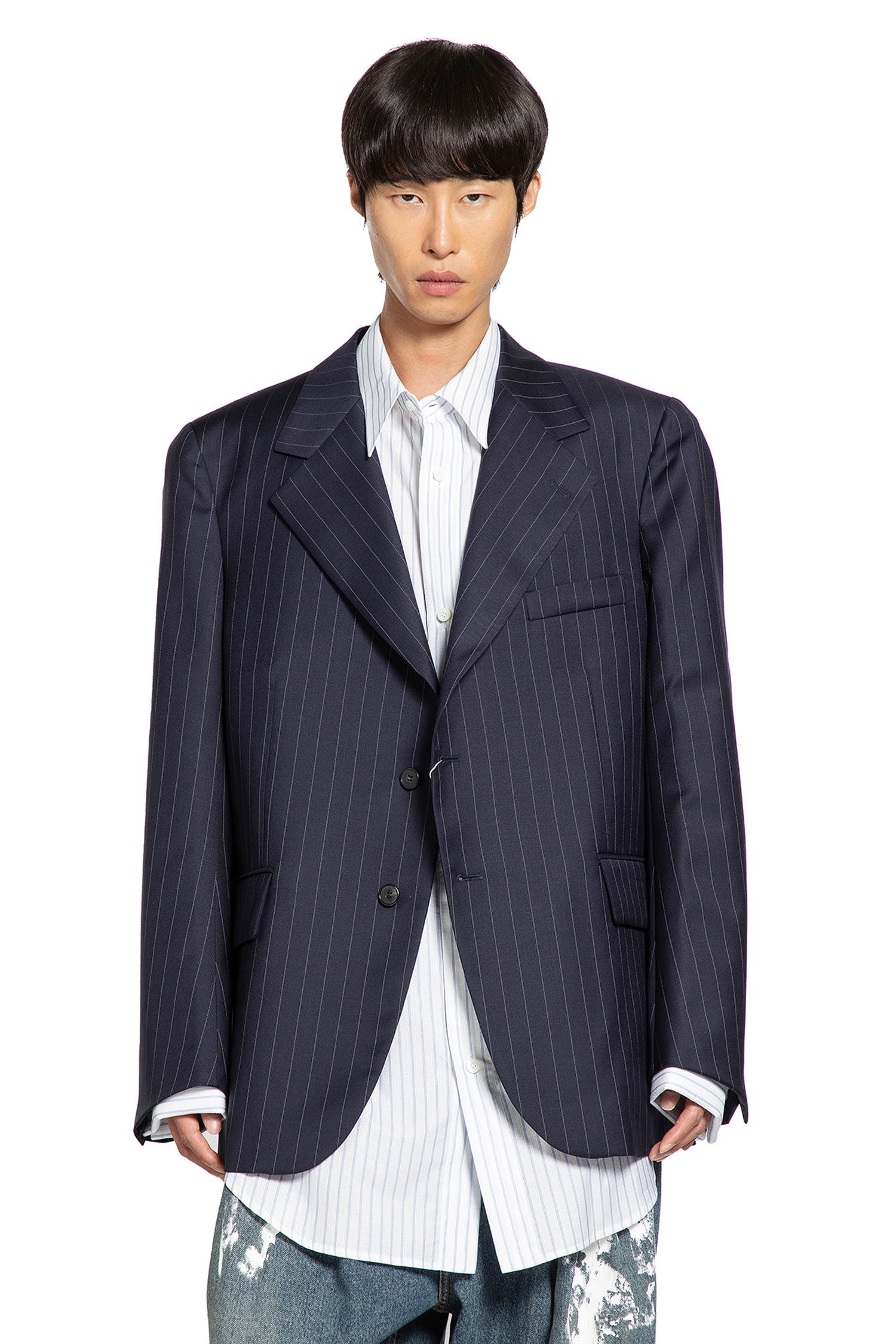 Pinstriped Wool Blazer - 6