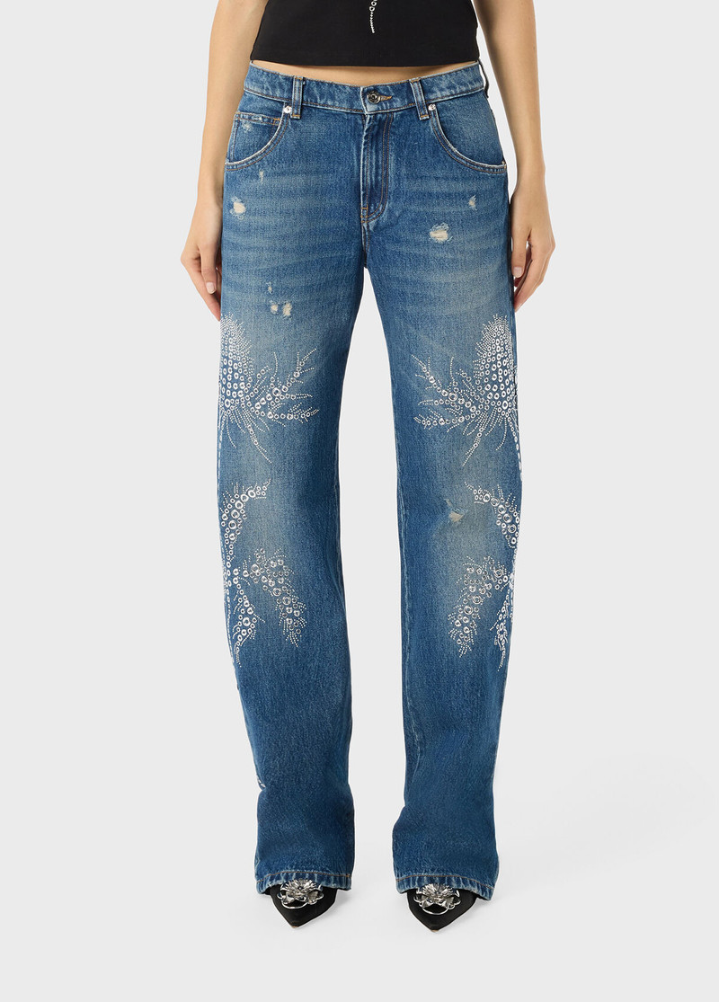 Blumarine JEANS WITH EYELETS AND STUD EMBROIDERY outlook
