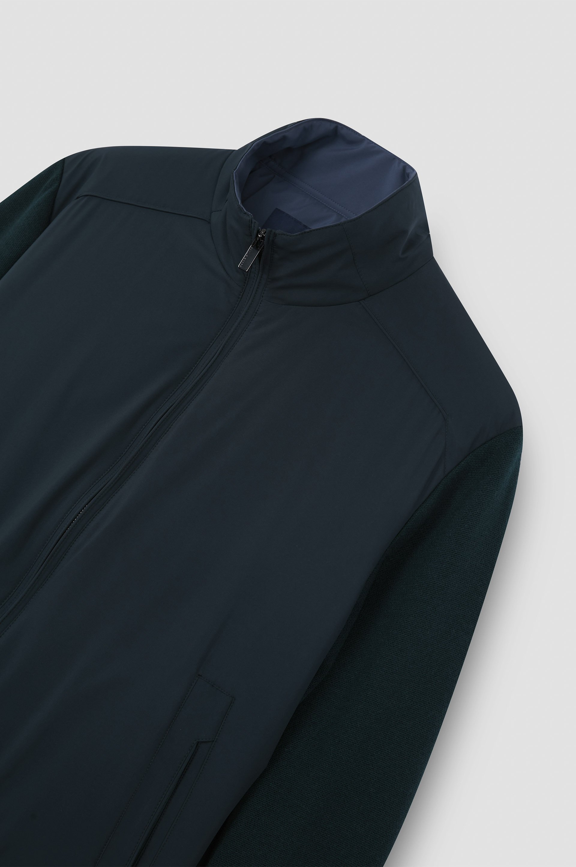 HYBRID ZIP-UP SWEATER IN SOFT COOL TOUCH WOOL AND TYPHOON® PLATINUM - 5