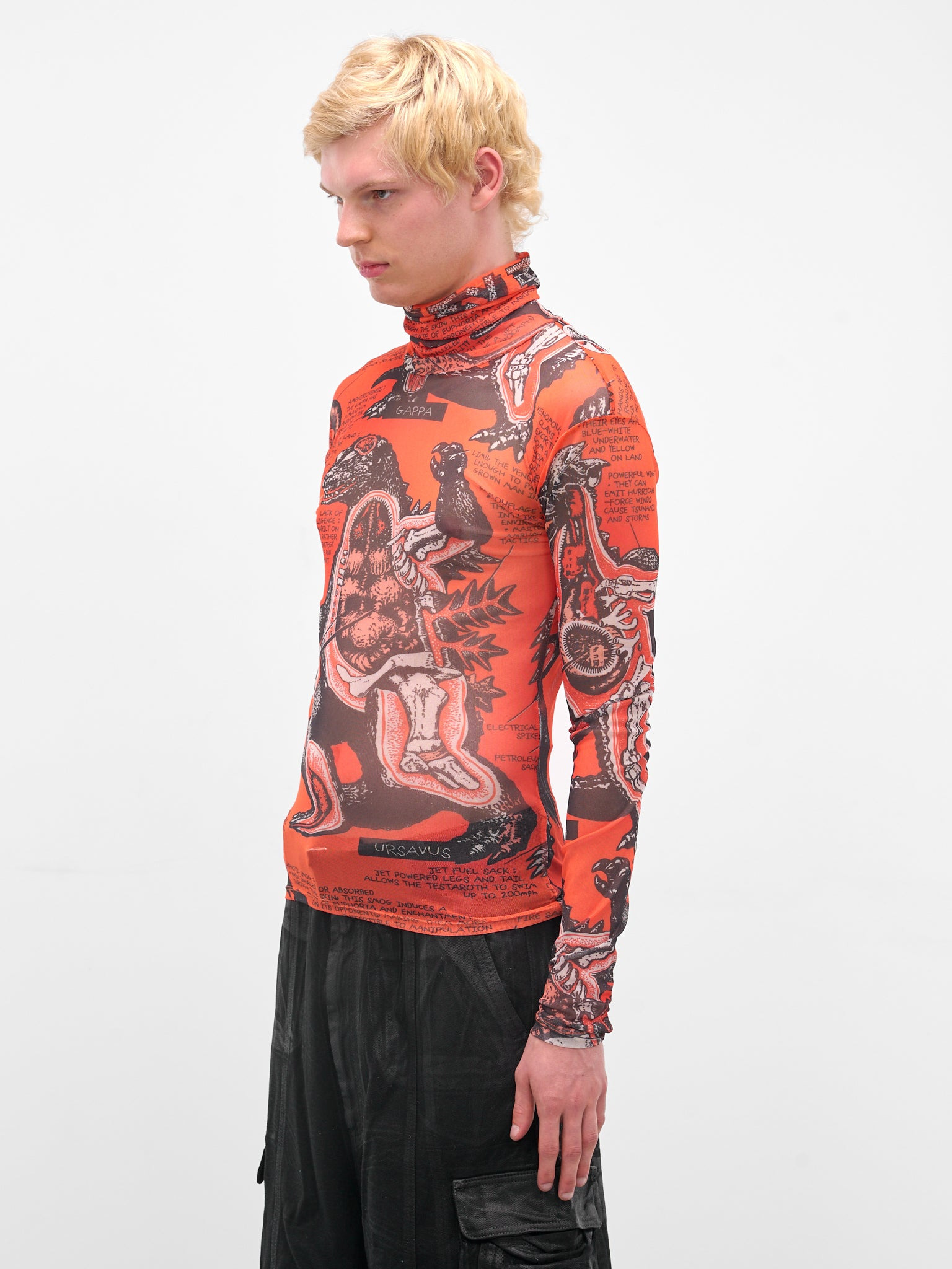Monsters Print Masked Mesh Top - 2