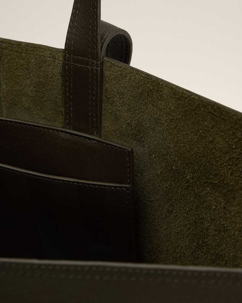 GREEN LEATHER MIDI TOTE BAG 6