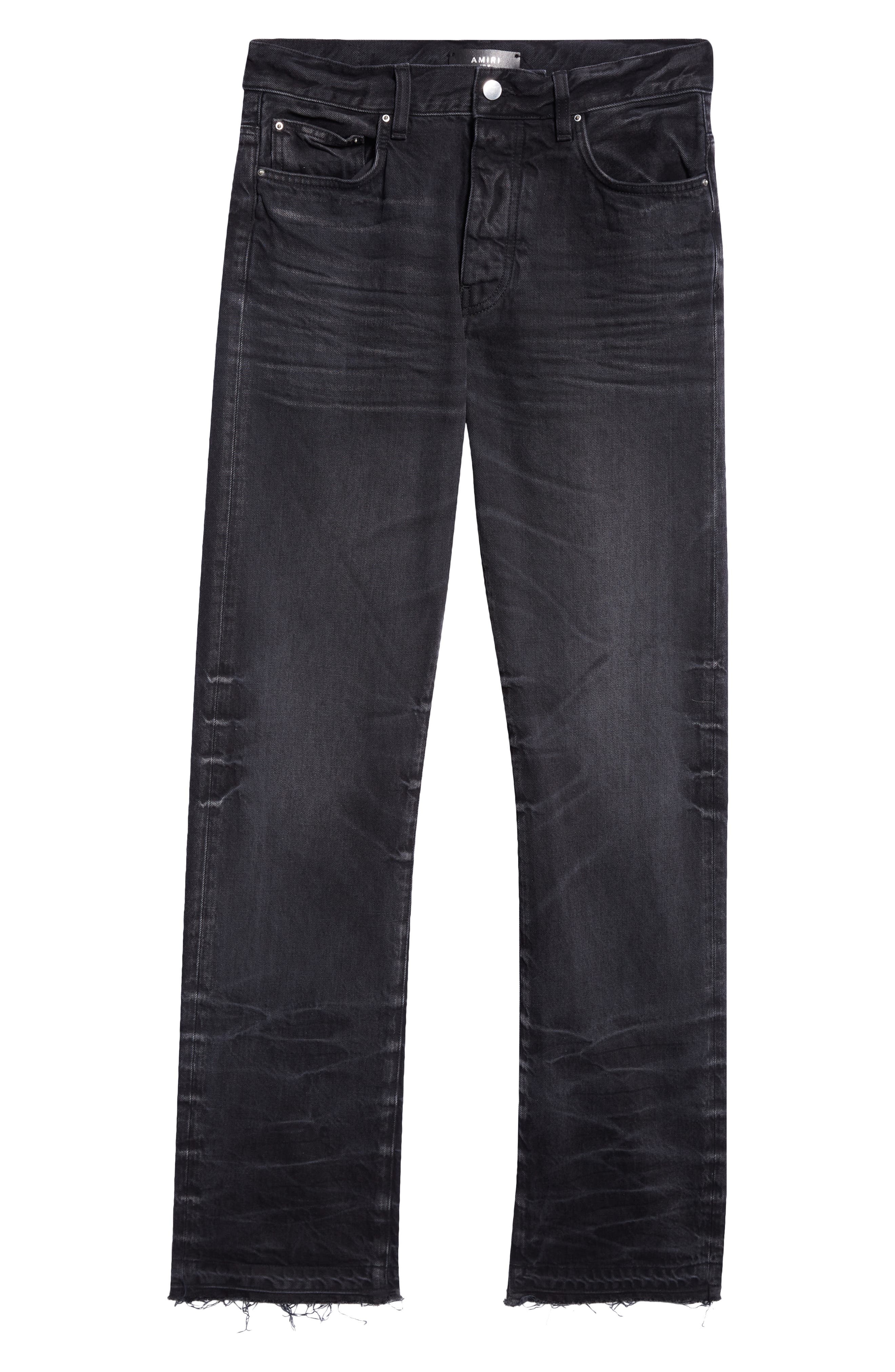 Frayed Release Hem Straight Leg Jeans - 6