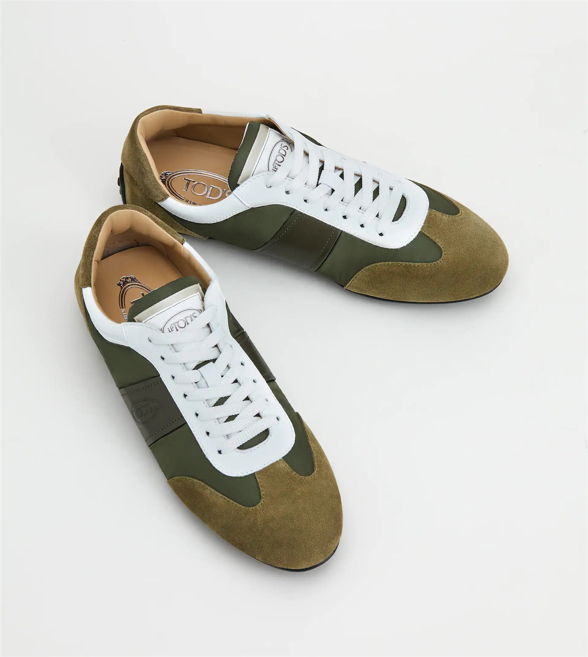 SNEAKERS IN SUEDE AND HIGH-TECH FABRIC - GREEN, WHITE - 3