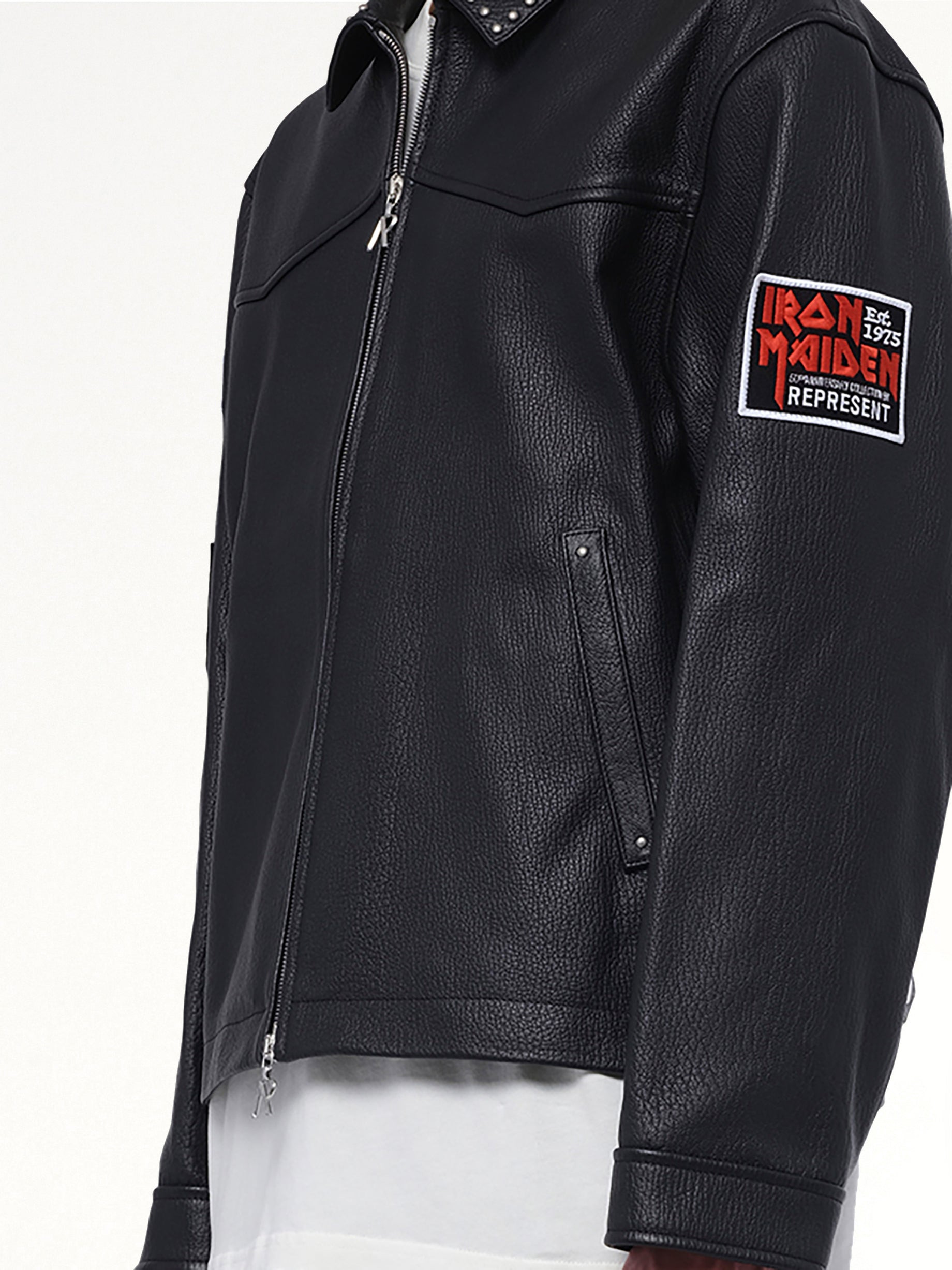 Iron Maiden Trooper Leather Jacket in Jet Black - 3