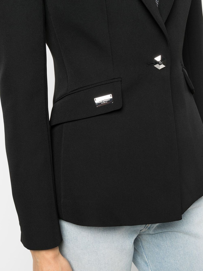 rhinestone-logo single-breasted blazer 5
