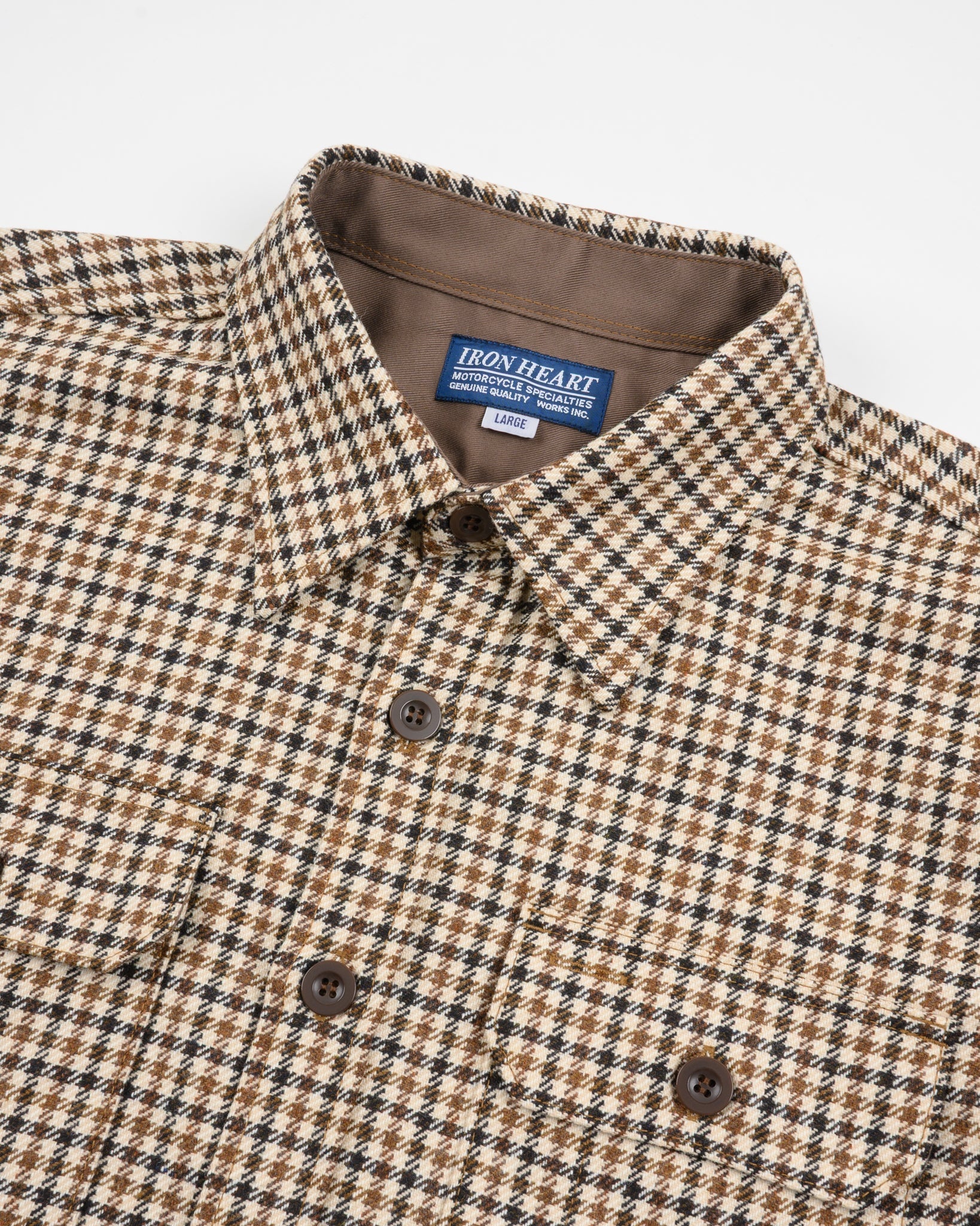 14OZ FOX BROTHERS® WOOL CPO SHIRT - SADDLE BROWN GUN CLUB TWILL FLANNEL - 6