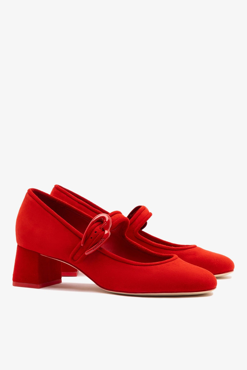 Verona Block Pump In Scarlet Suede 3