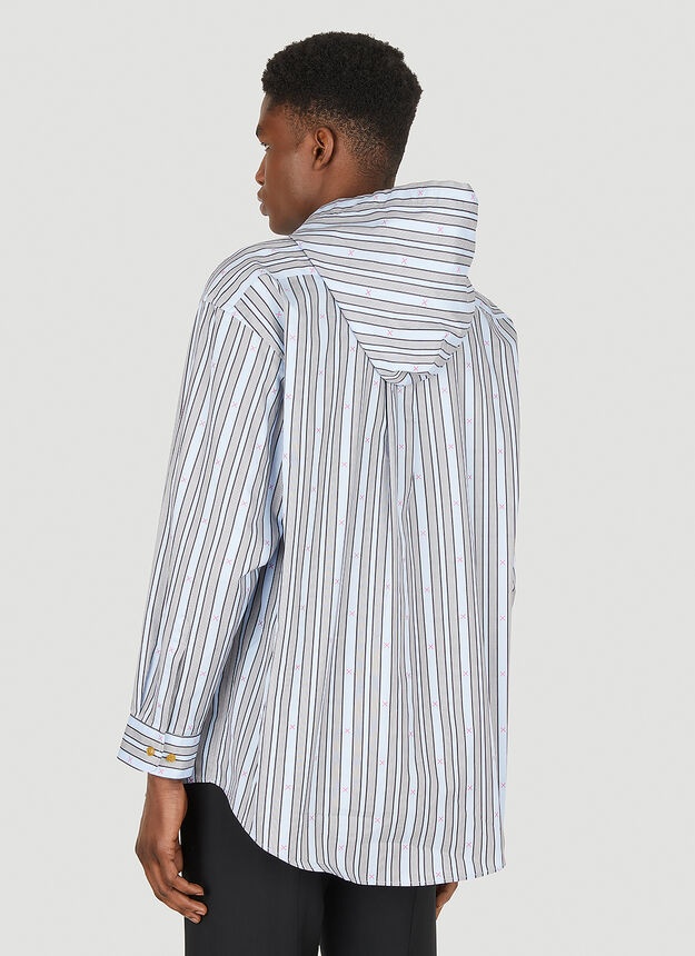 Stripe Hooded Shirt in Light Blue - 4