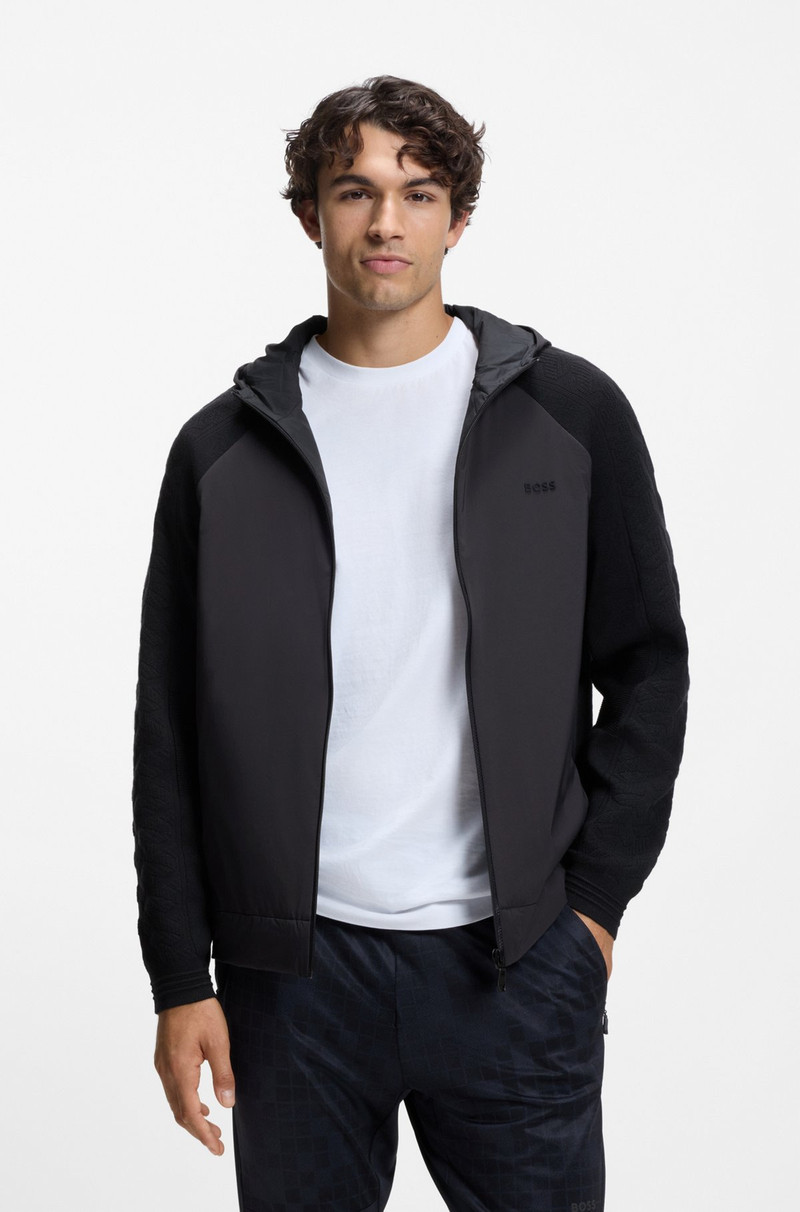 ZIP-UP HOODIE WITH TONAL TEXTURED JACQUARD 2