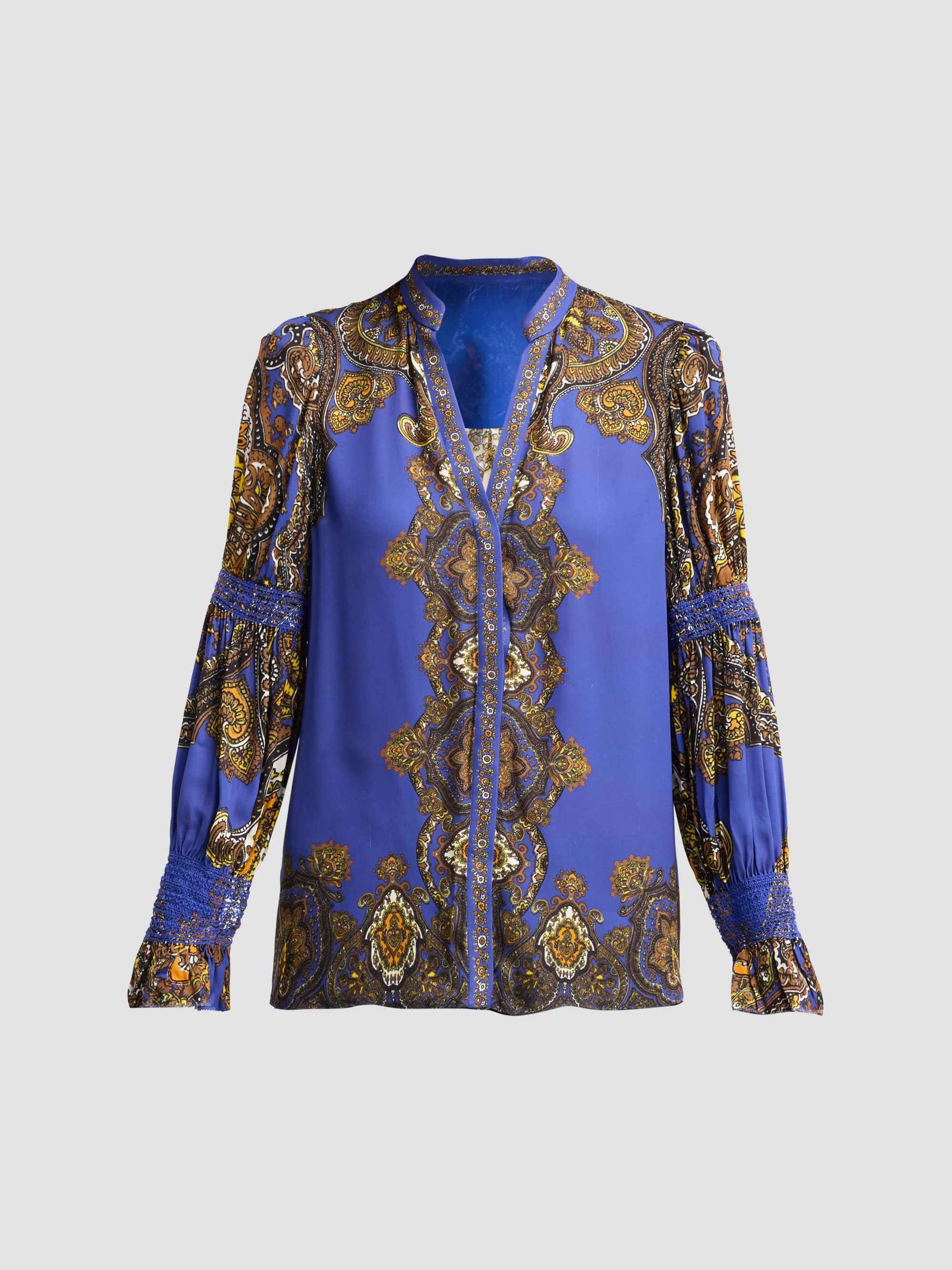 Women's Ilan Smocked-Sleeve Blouse - Bon Voyage Midnight - 1
