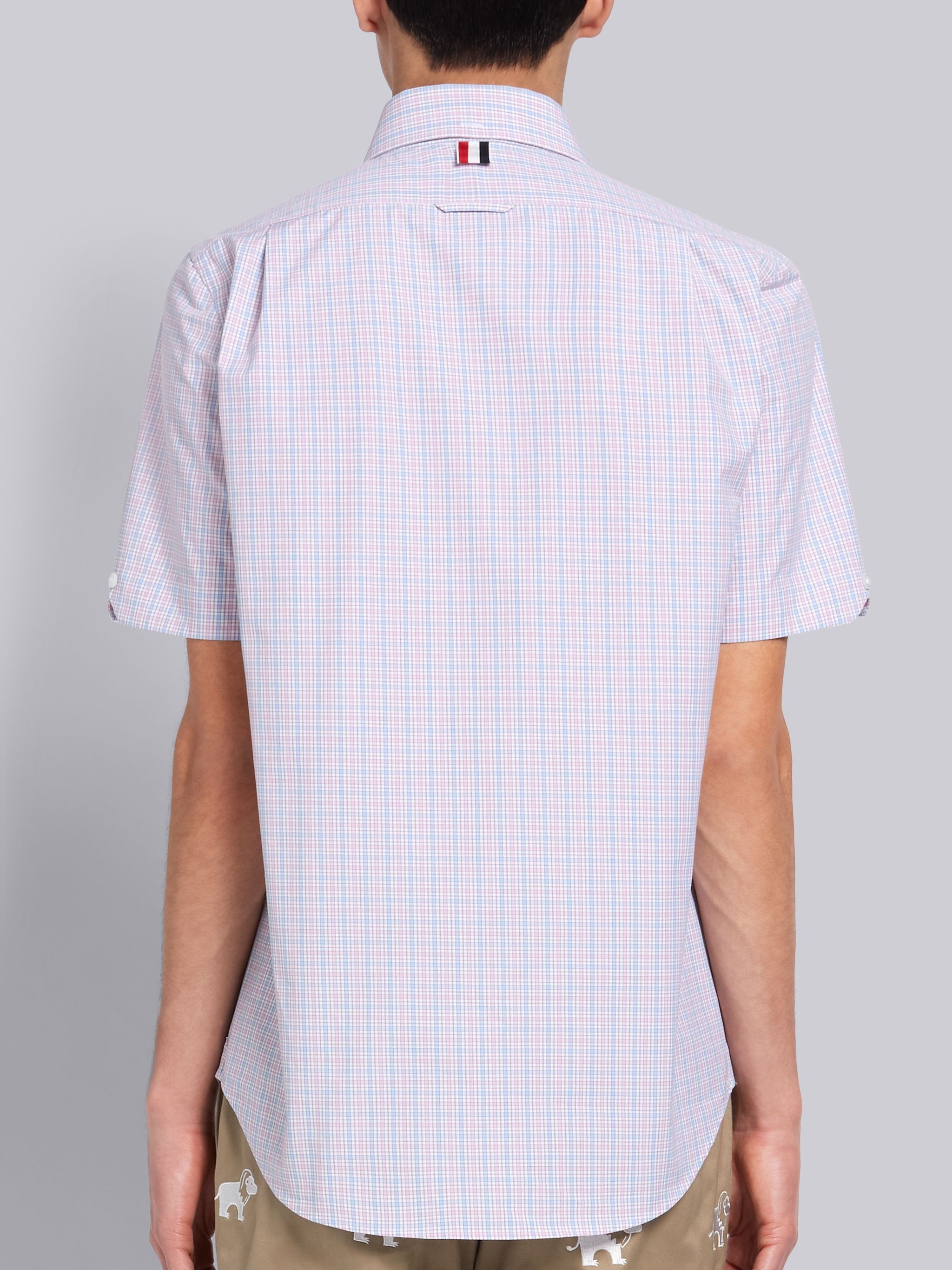 Tricolor Cotton Poplin Check Short Sleeve Shirt - 4