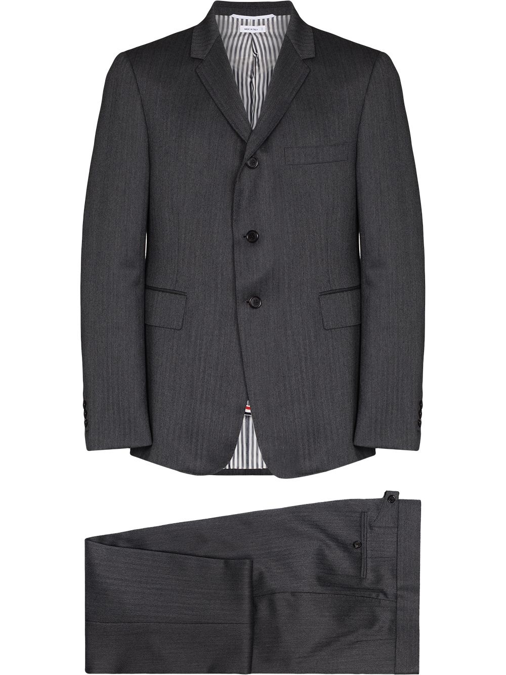 herringbone single-breasted wool suit - 1